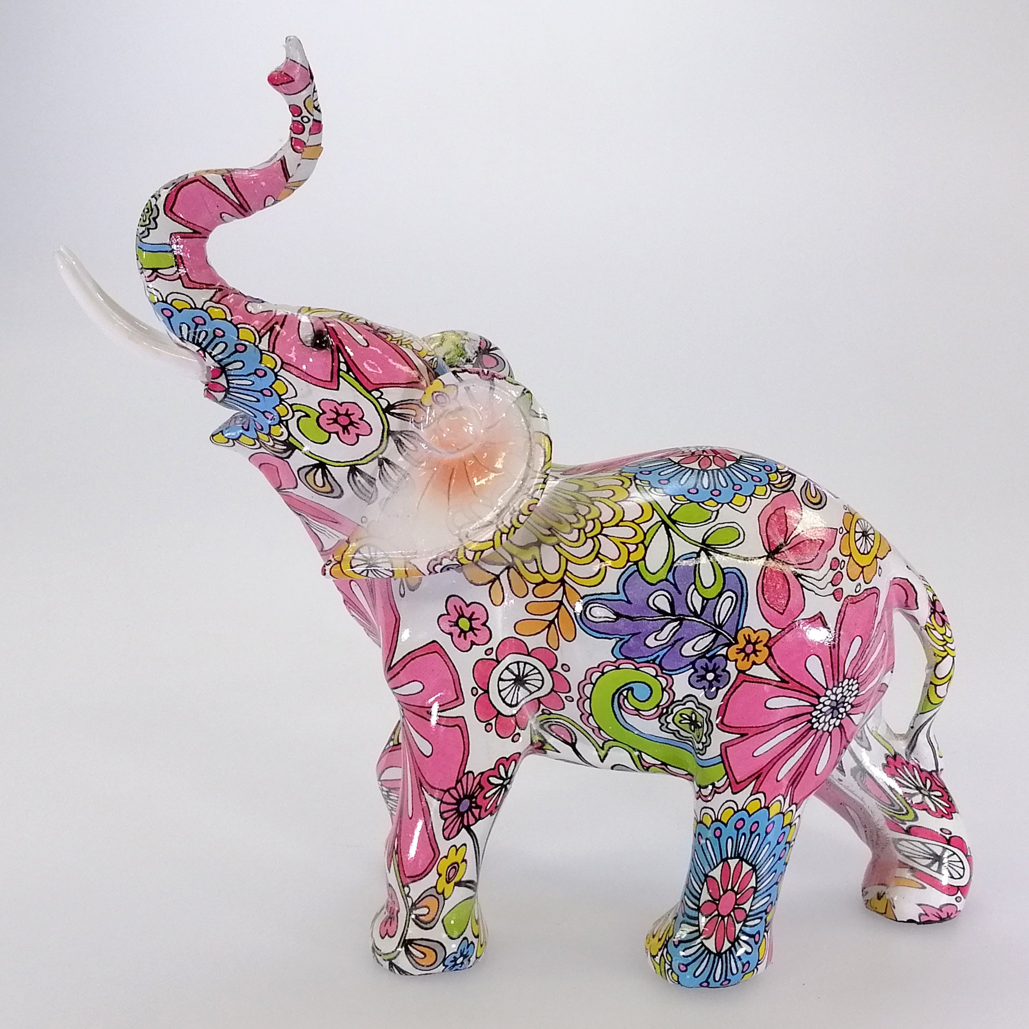 Floral Psychedelic Figurine - Elephant