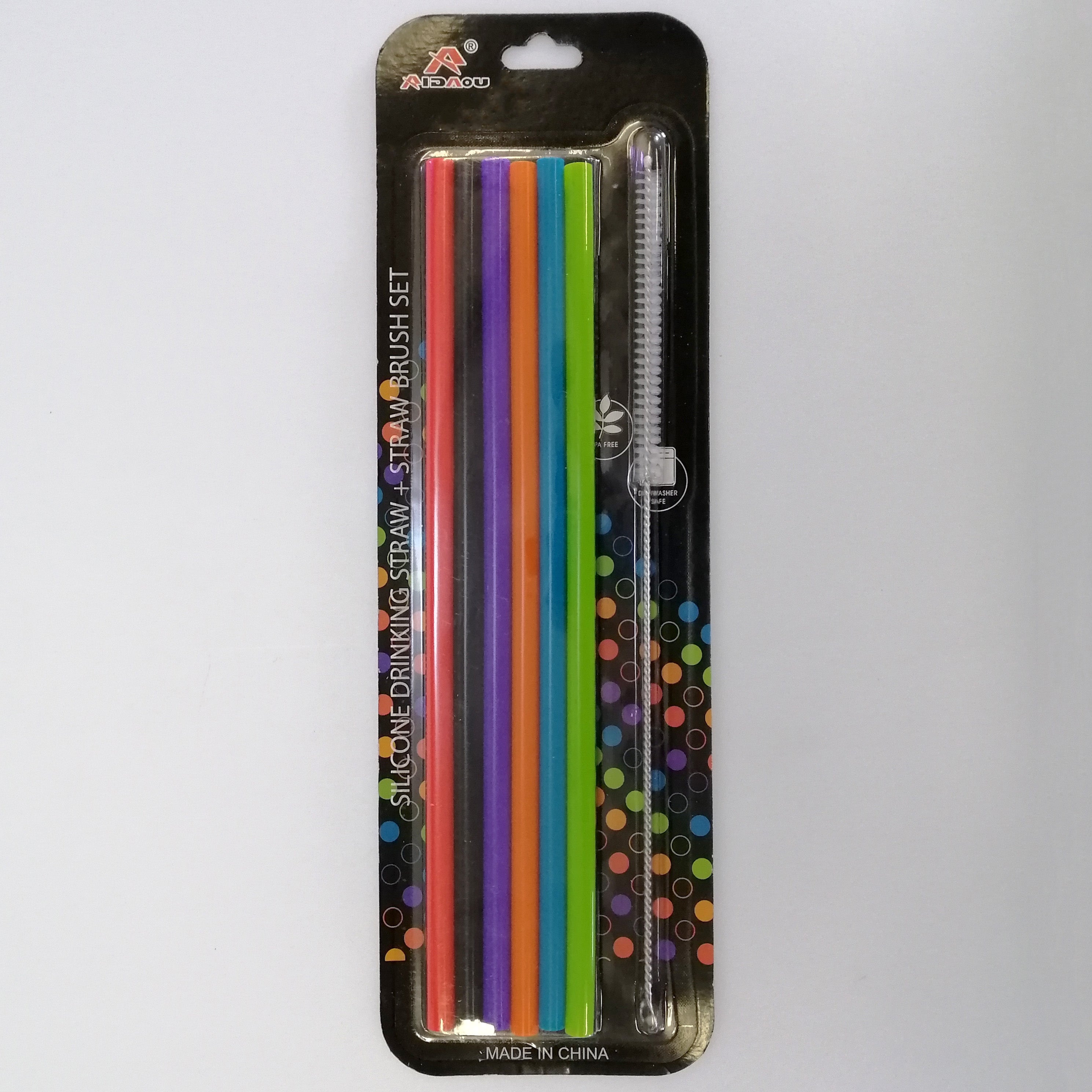 Colourful Silicone Straw Set with Cleaning Brush