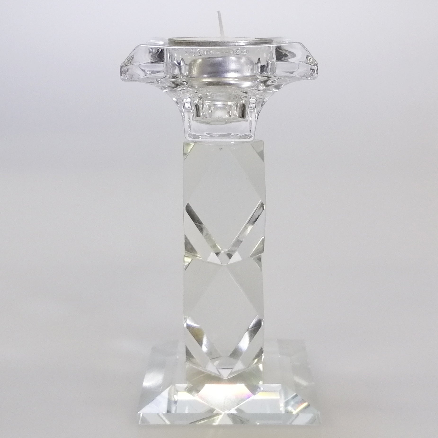 Clear Glass Candle Holder - 13.5cm