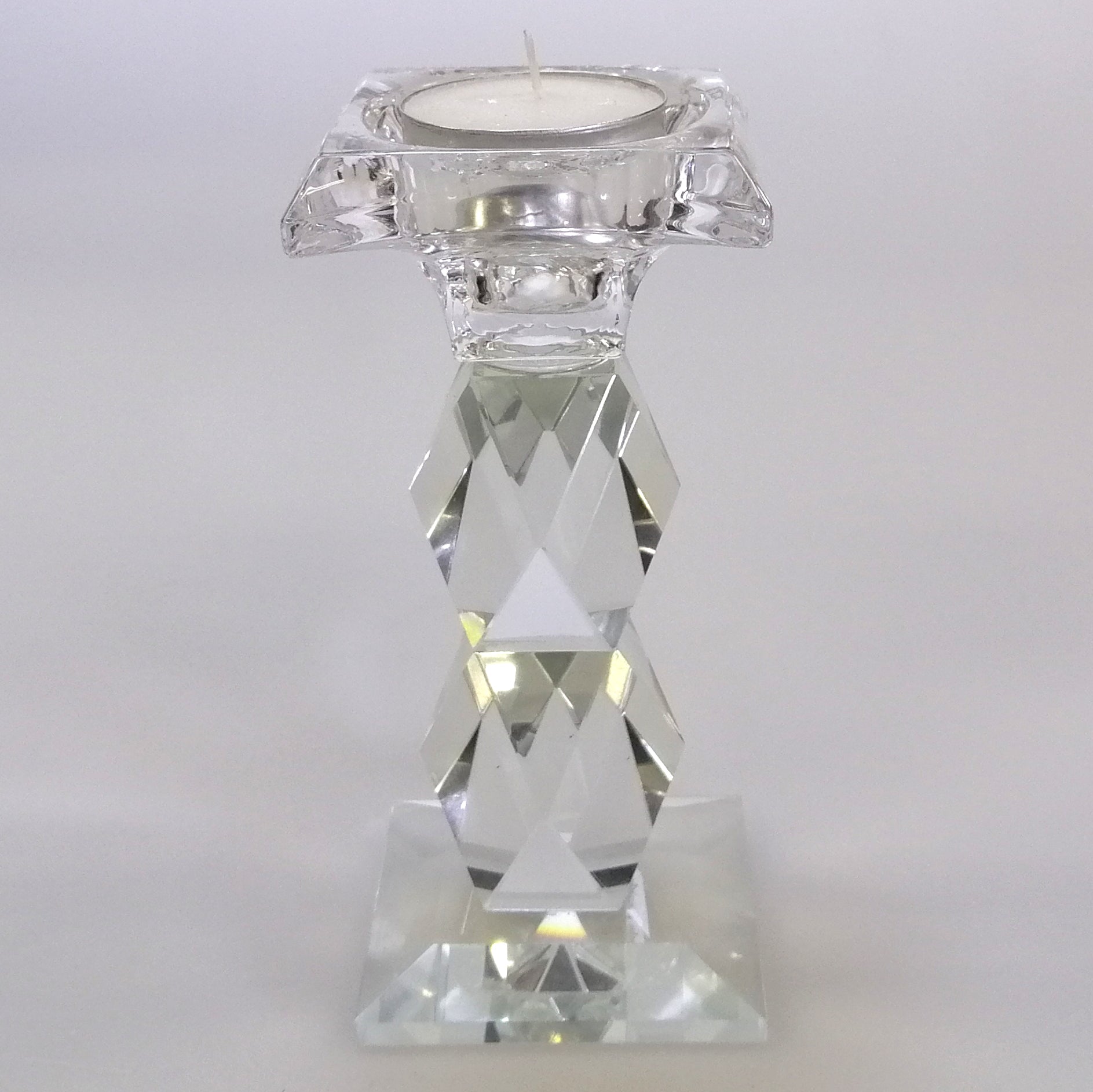 Clear Glass Candle Holder - 14cm