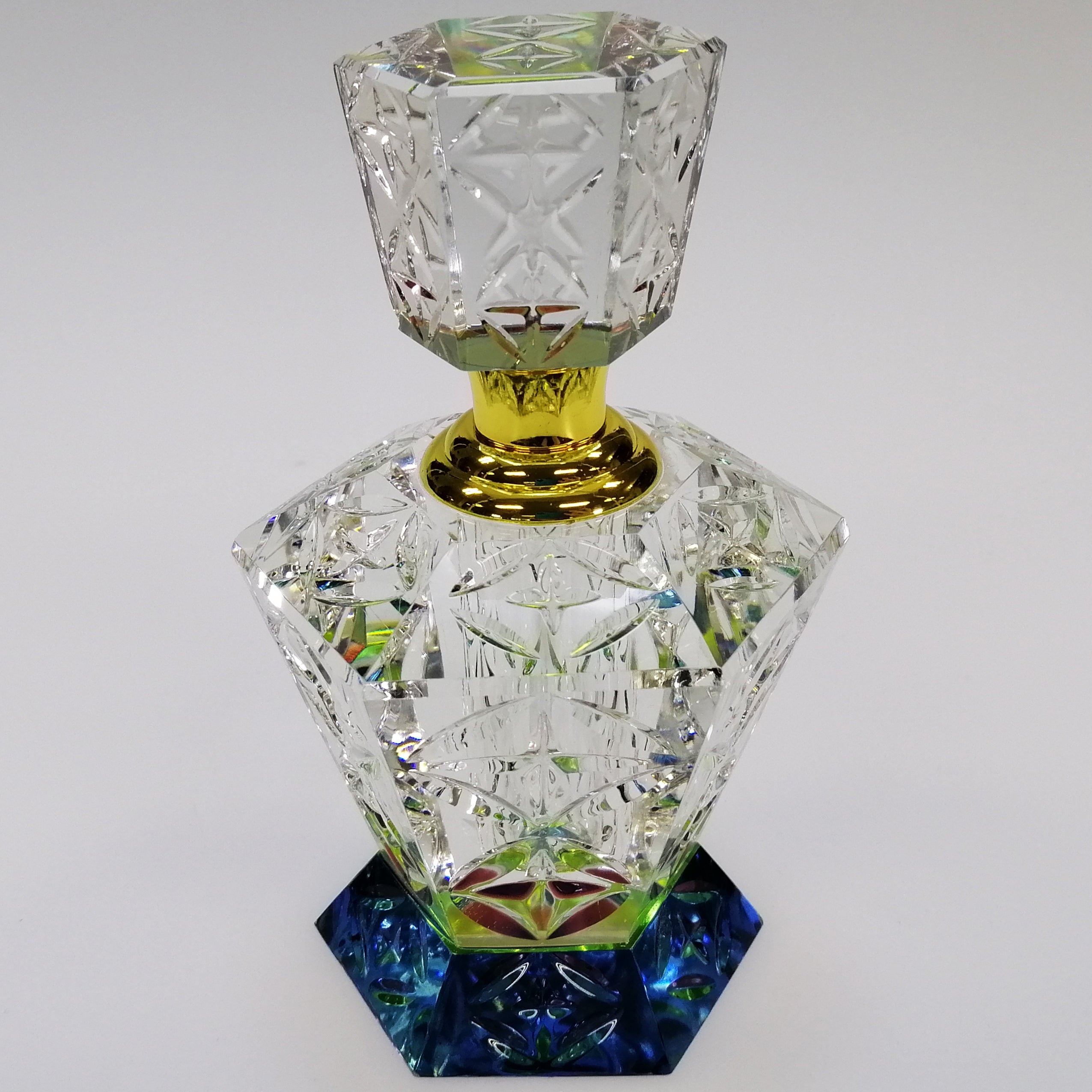 Coloured Cut Glass Perfume Bottle