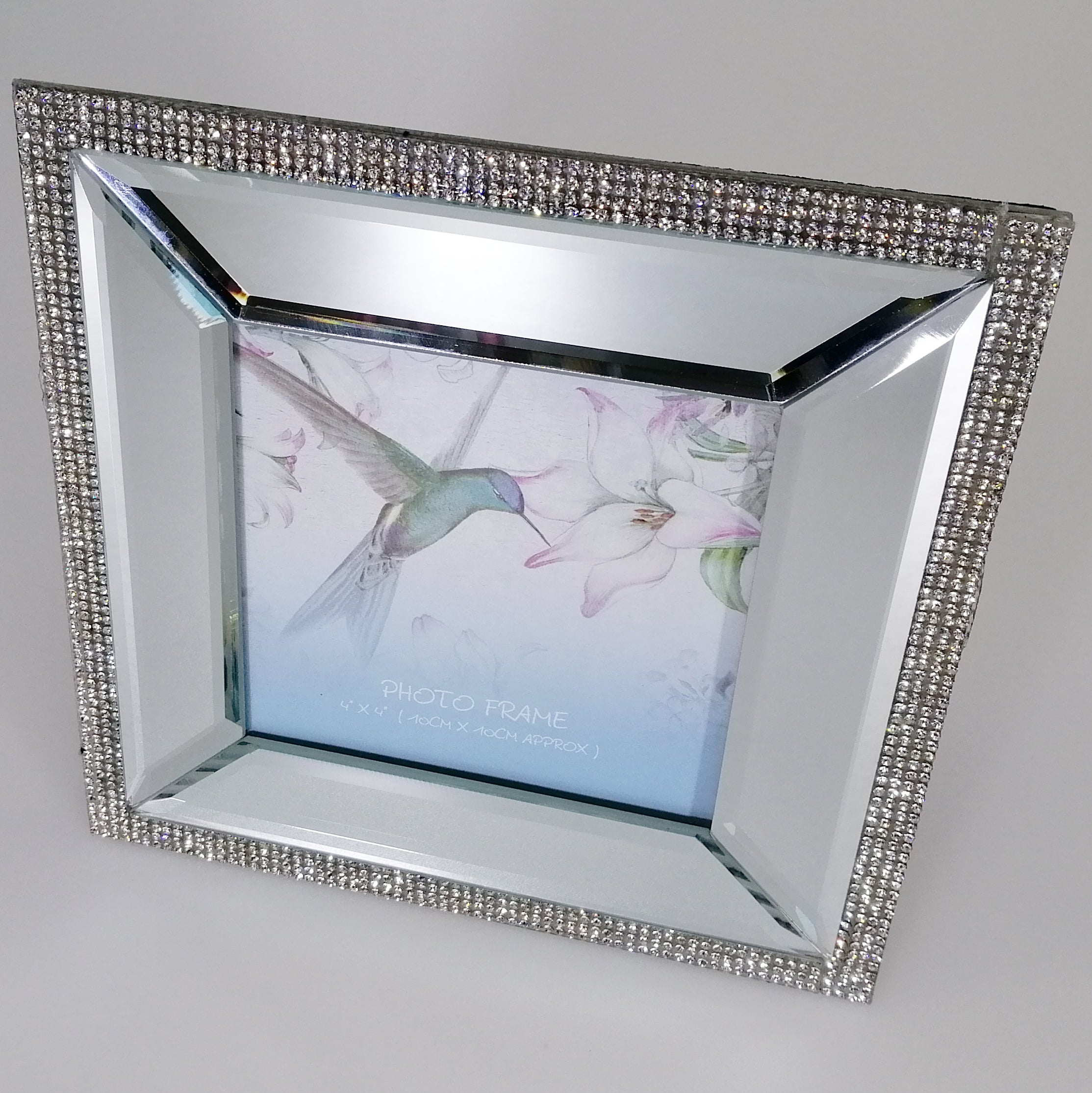 Mirrored Frame with Diamante - 10cm x 10cm