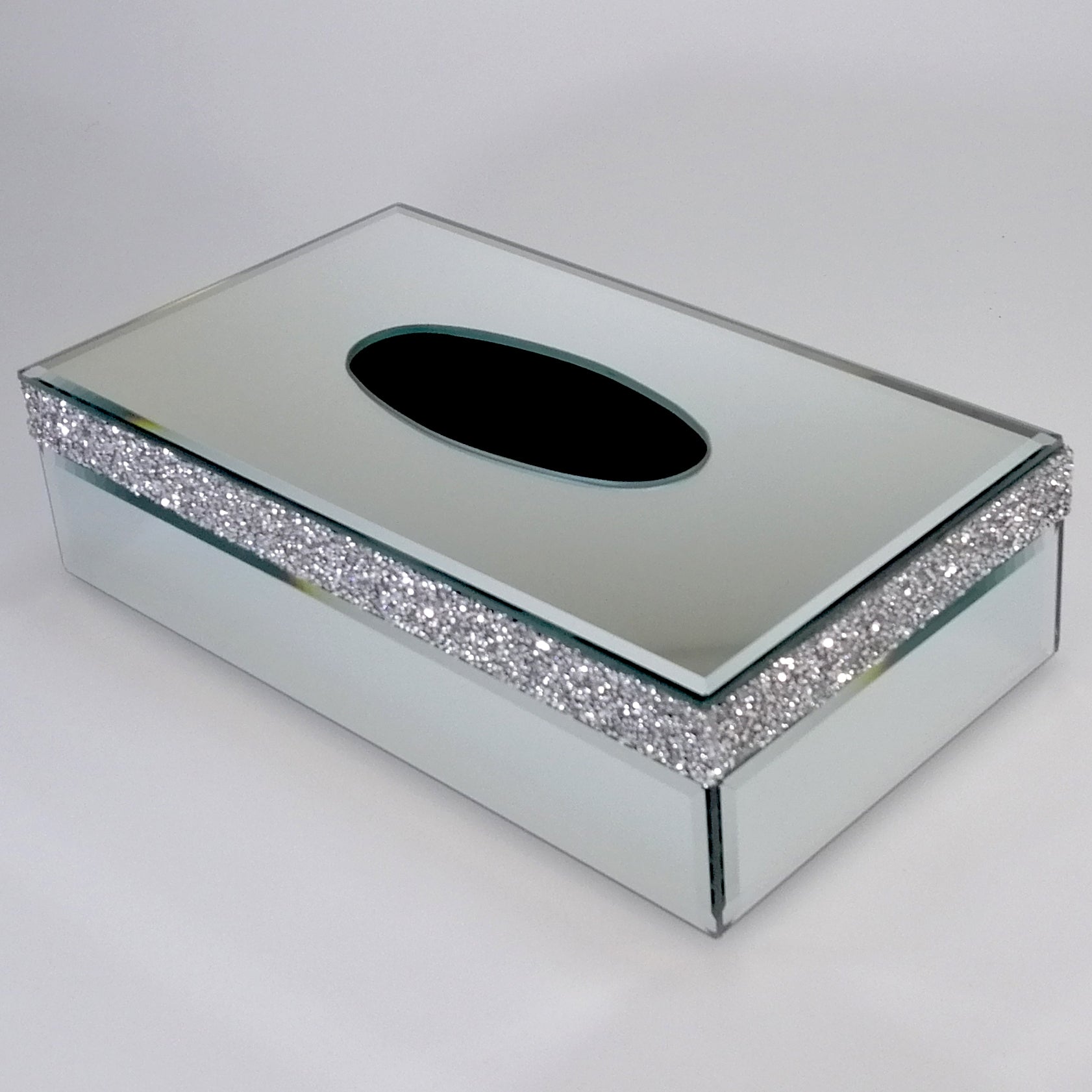 Mirror Diamante-look Tissue Box Holder