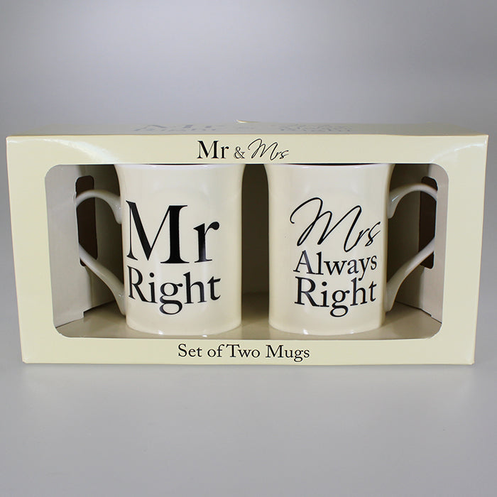 Mr Right' & 'Mrs Always Right' Mug Set of 2