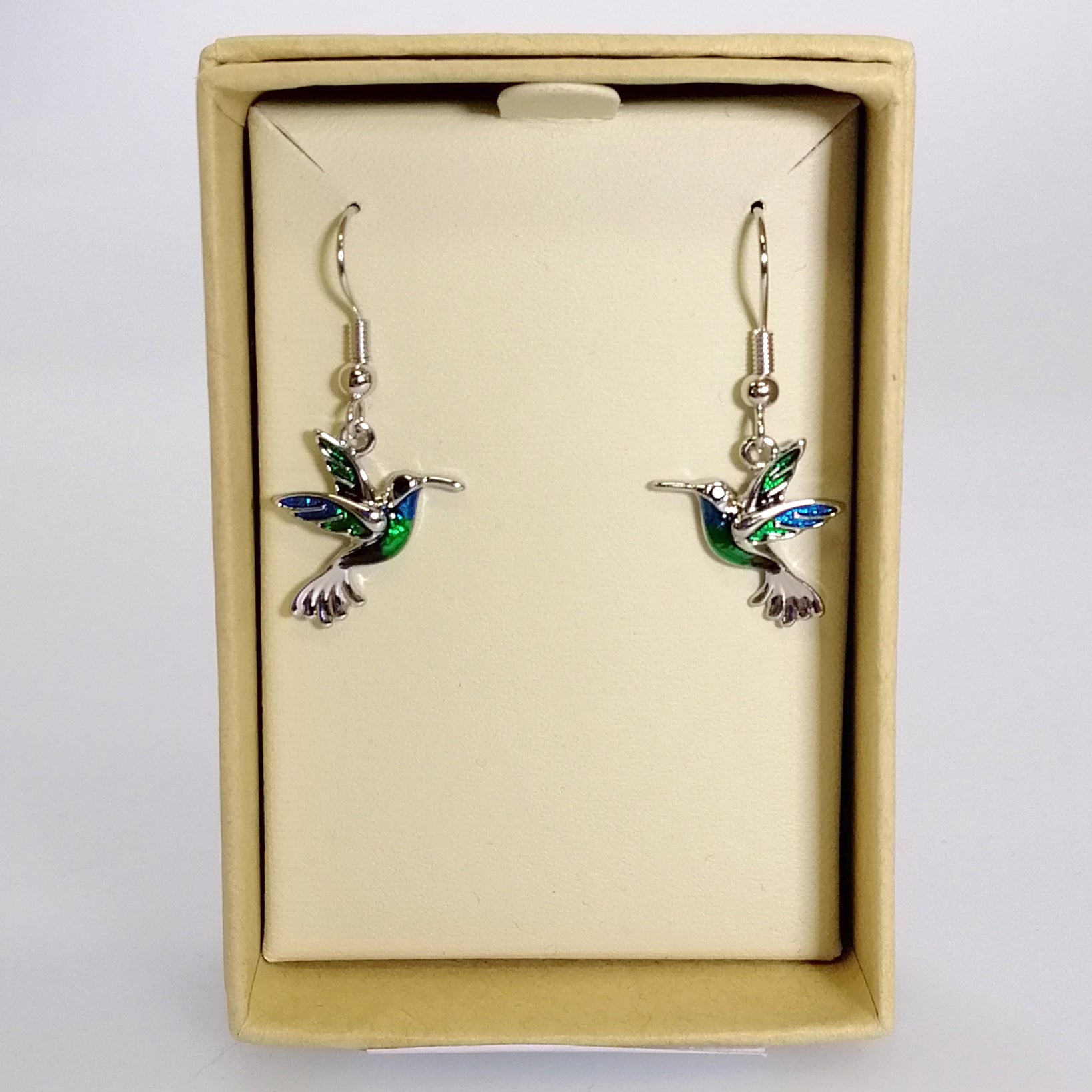 Kiwicraft - Blue & Green Hummingbird Earrings