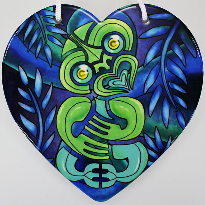 Bright Tiki Ceramic Heart Wall Hanging