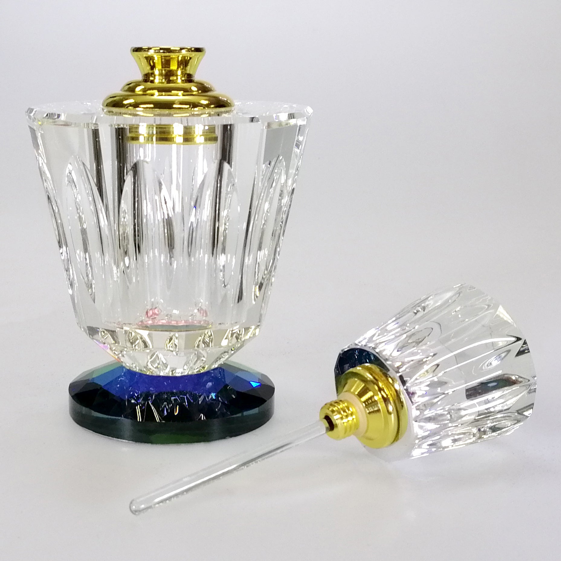 Iridescent Cut Glass Perfume Bottle - Large