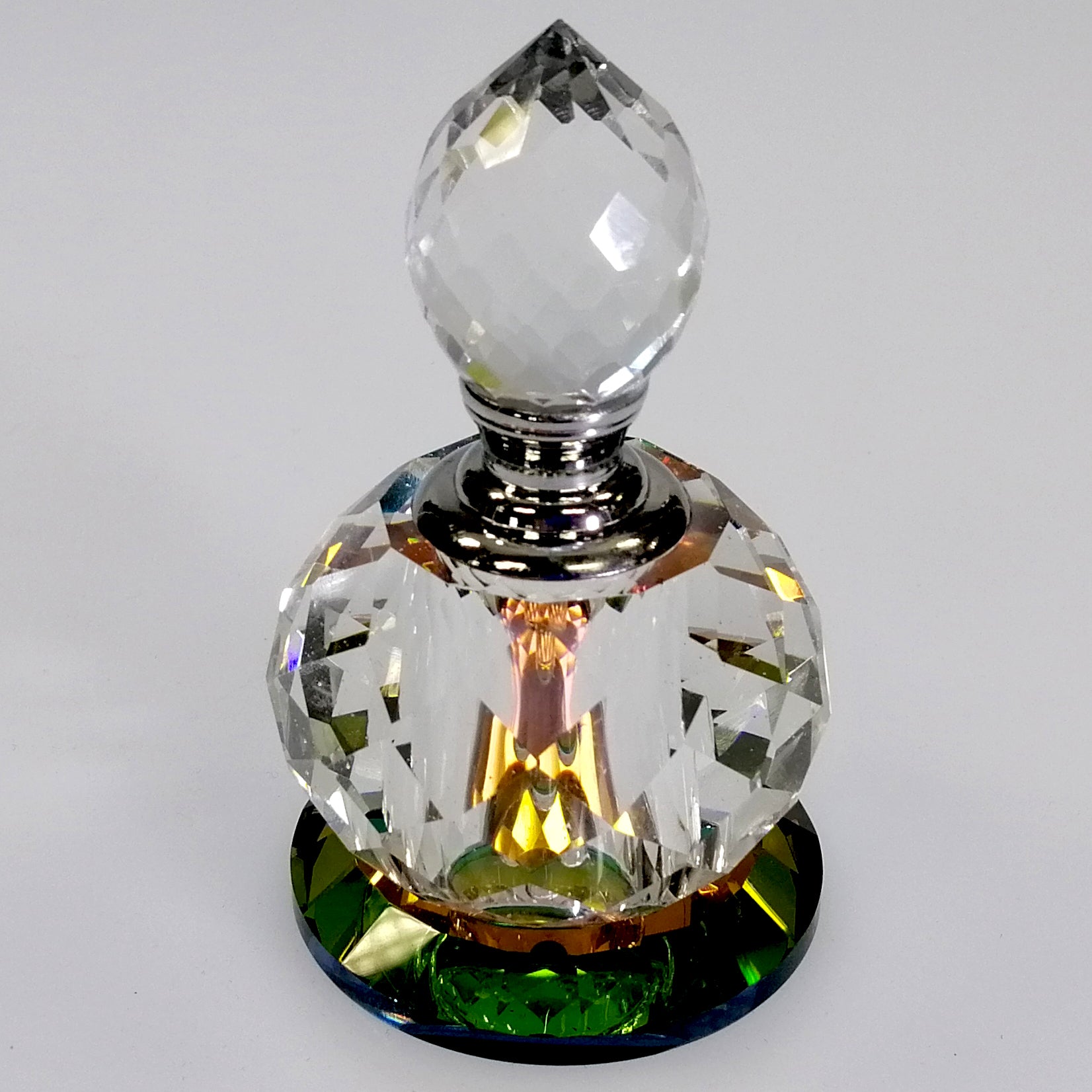 Iridescent Cut Glass Teardrop Perfume Bottle