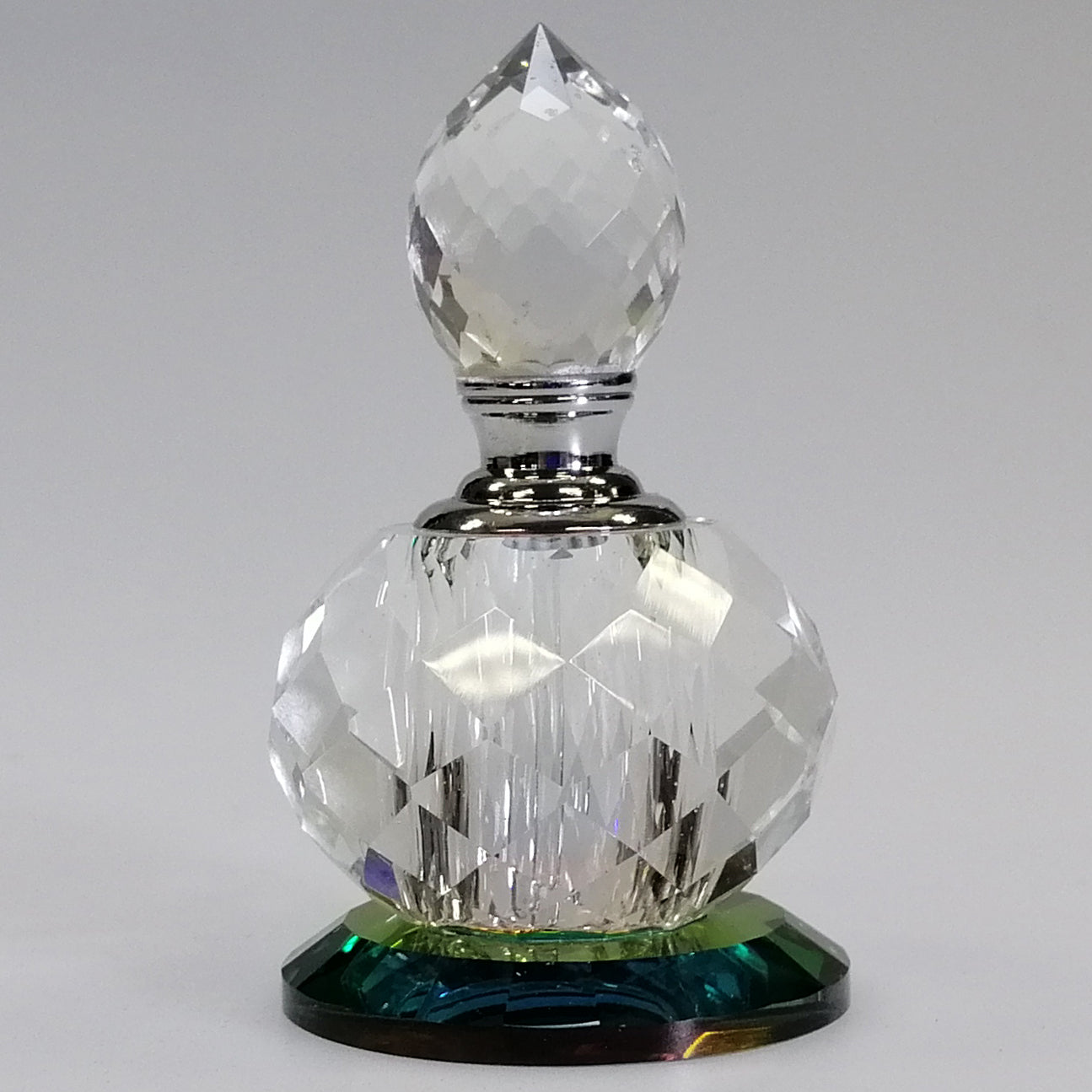 Iridescent Cut Glass Teardrop Perfume Bottle