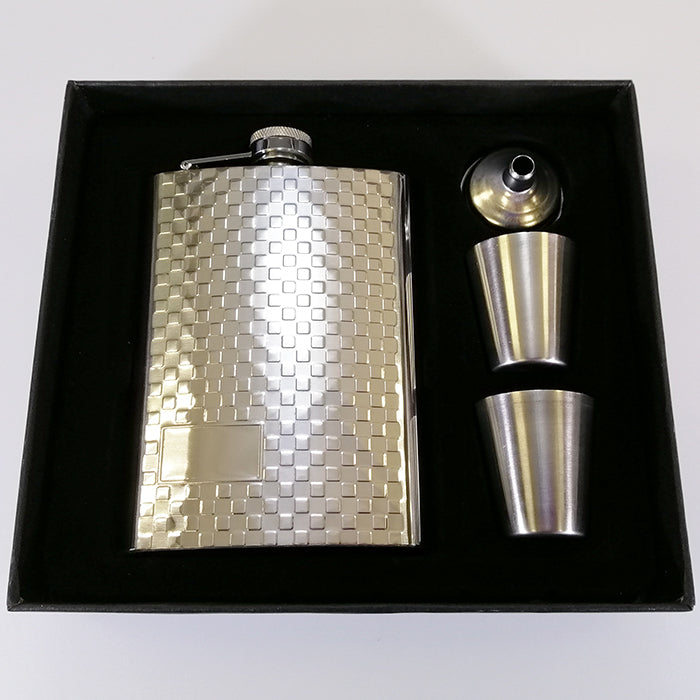 Stainless Steel Hip Flask - Weave Pattern - 235mL