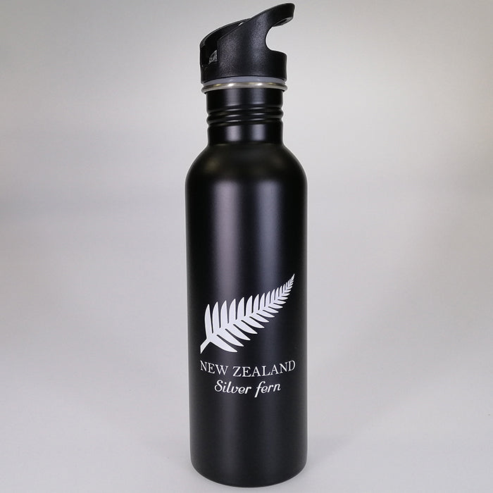 Stainless Steel Drink Bottle with Sipper Top - Silver Fern