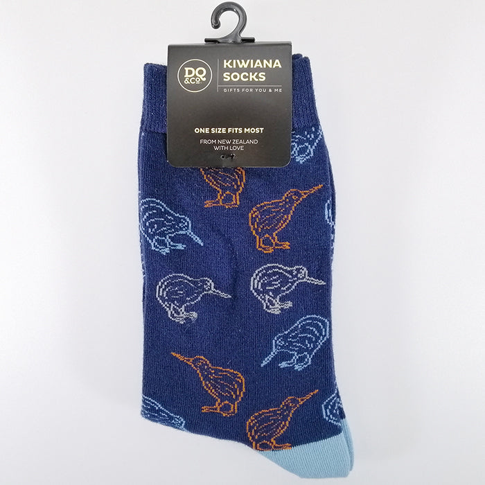 Kiwiana Socks - "Multi-Kiwi Blue"