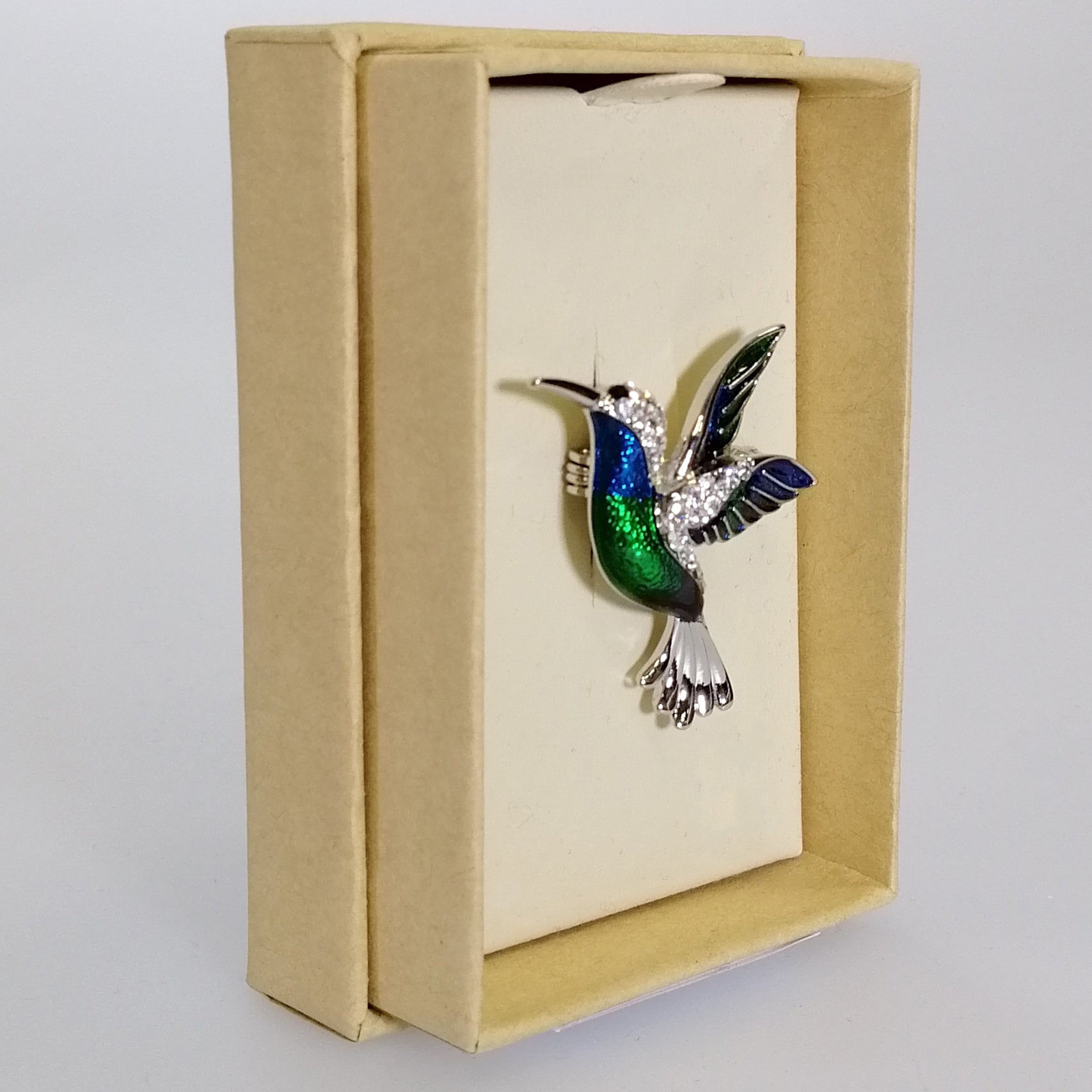 Kiwicraft - Blue & Green Hummingbird Brooch