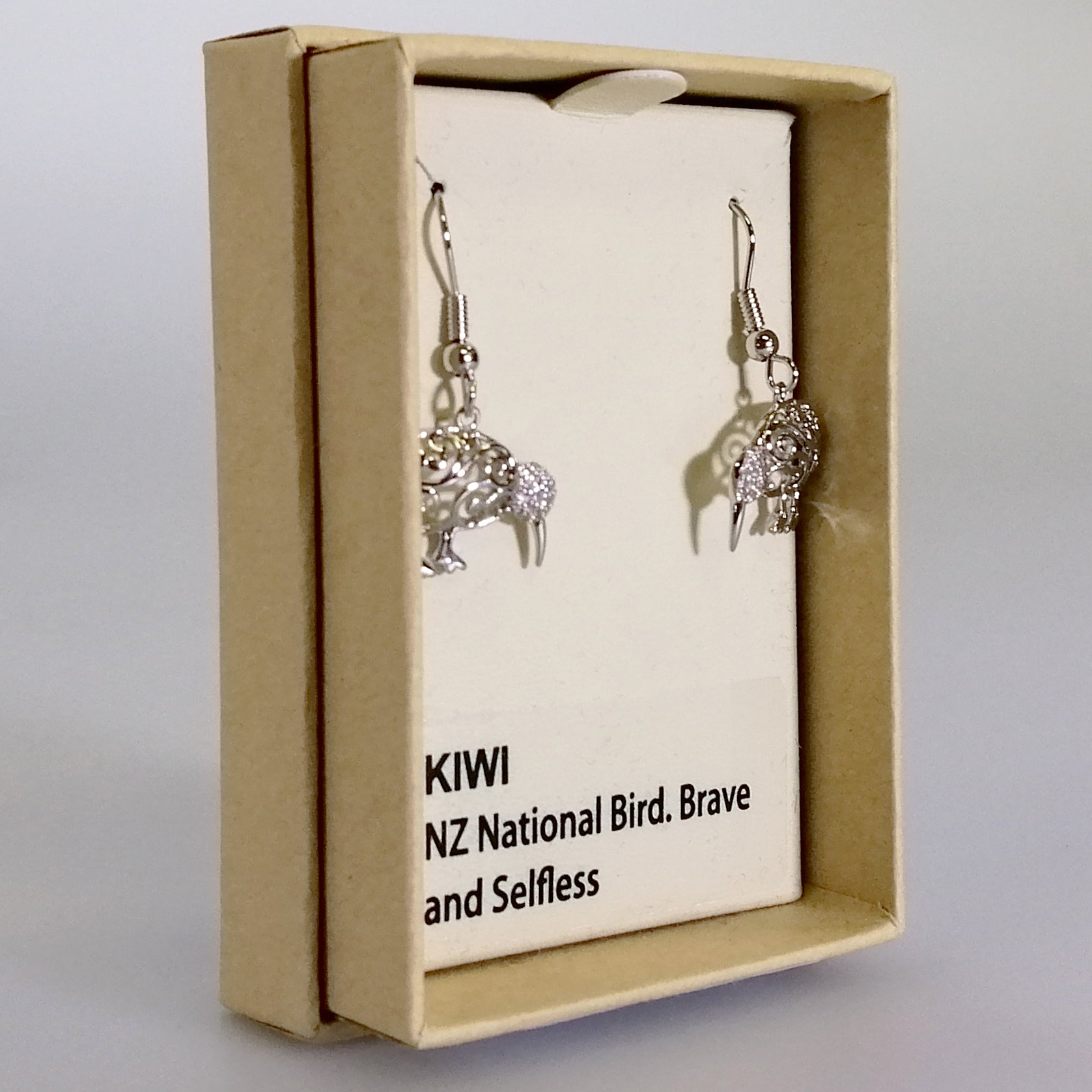 Kiwicraft - Rhodium Kiwi Earrings