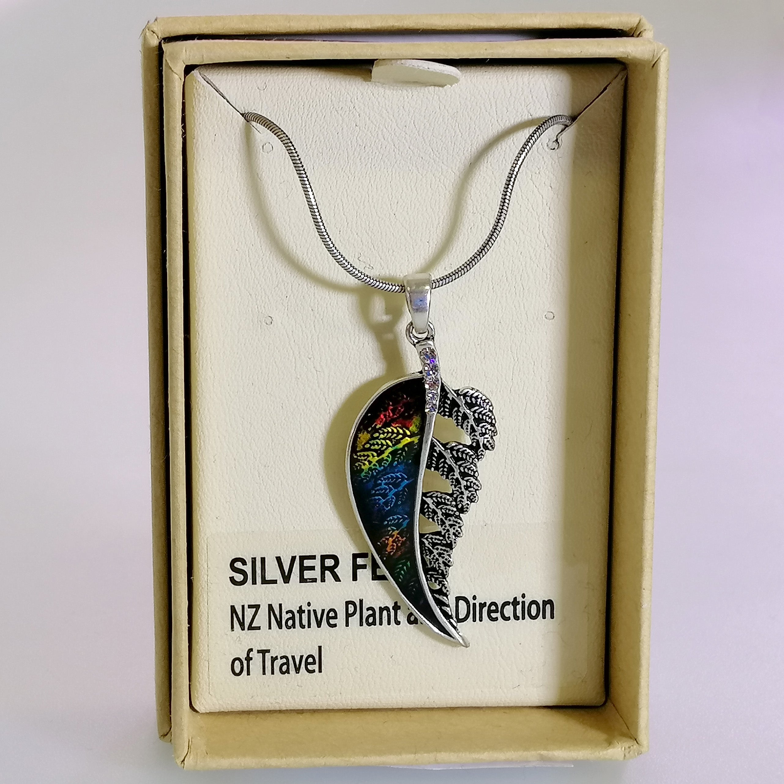 Kiwicraft - Colourful Silver Fern Necklace