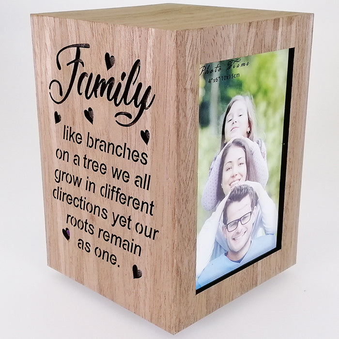 LED Multi-Colour Revolving Box Photo Frame - 'Family'