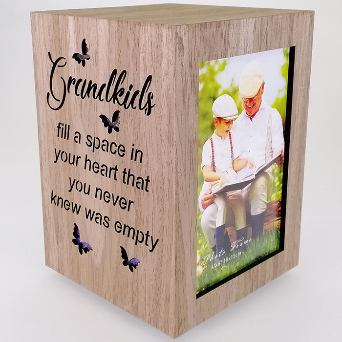 LED Multi-Colour Revolving Box Photo Frame - 'Grandkids'