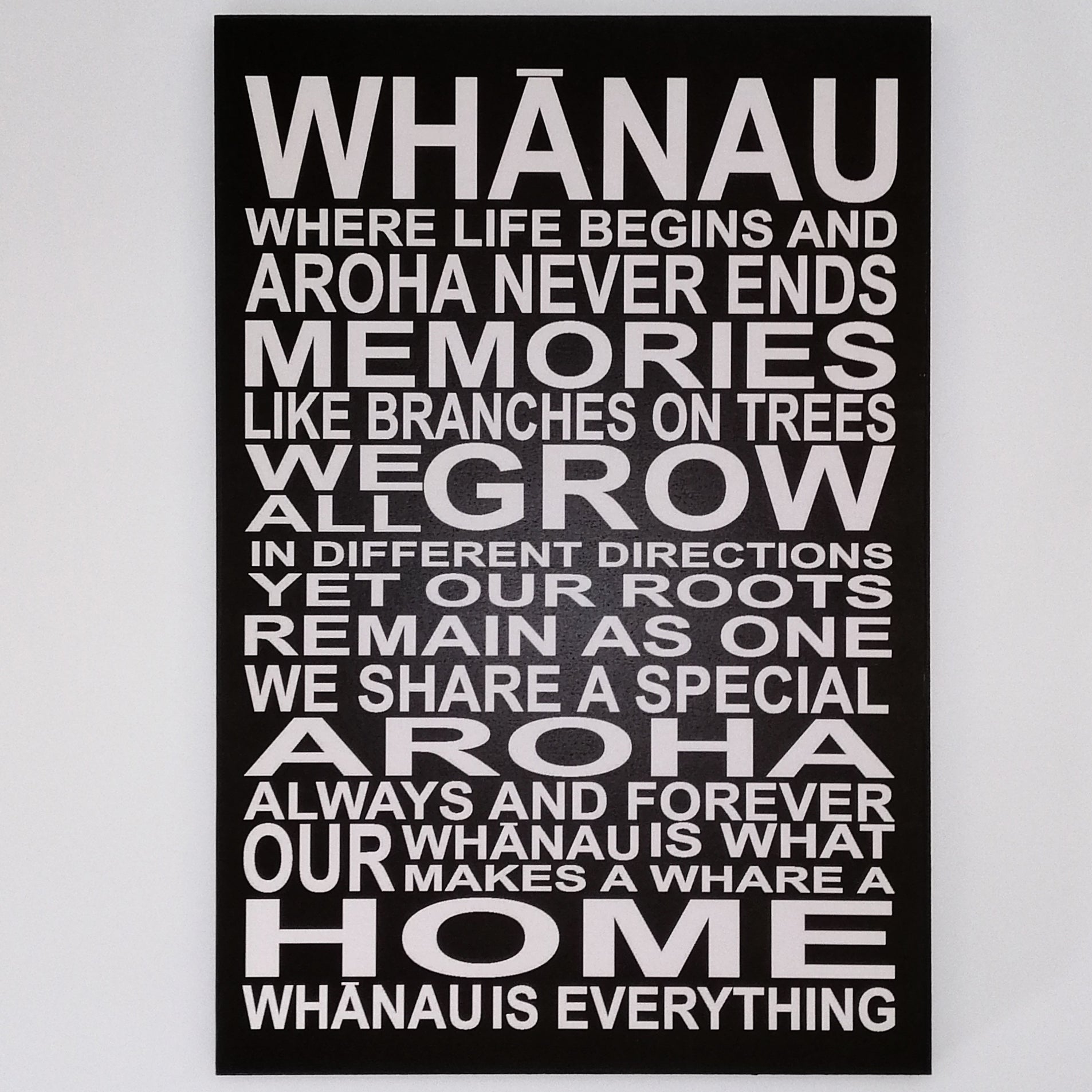 Large 'Whanau is Everything...' Plaque Sign