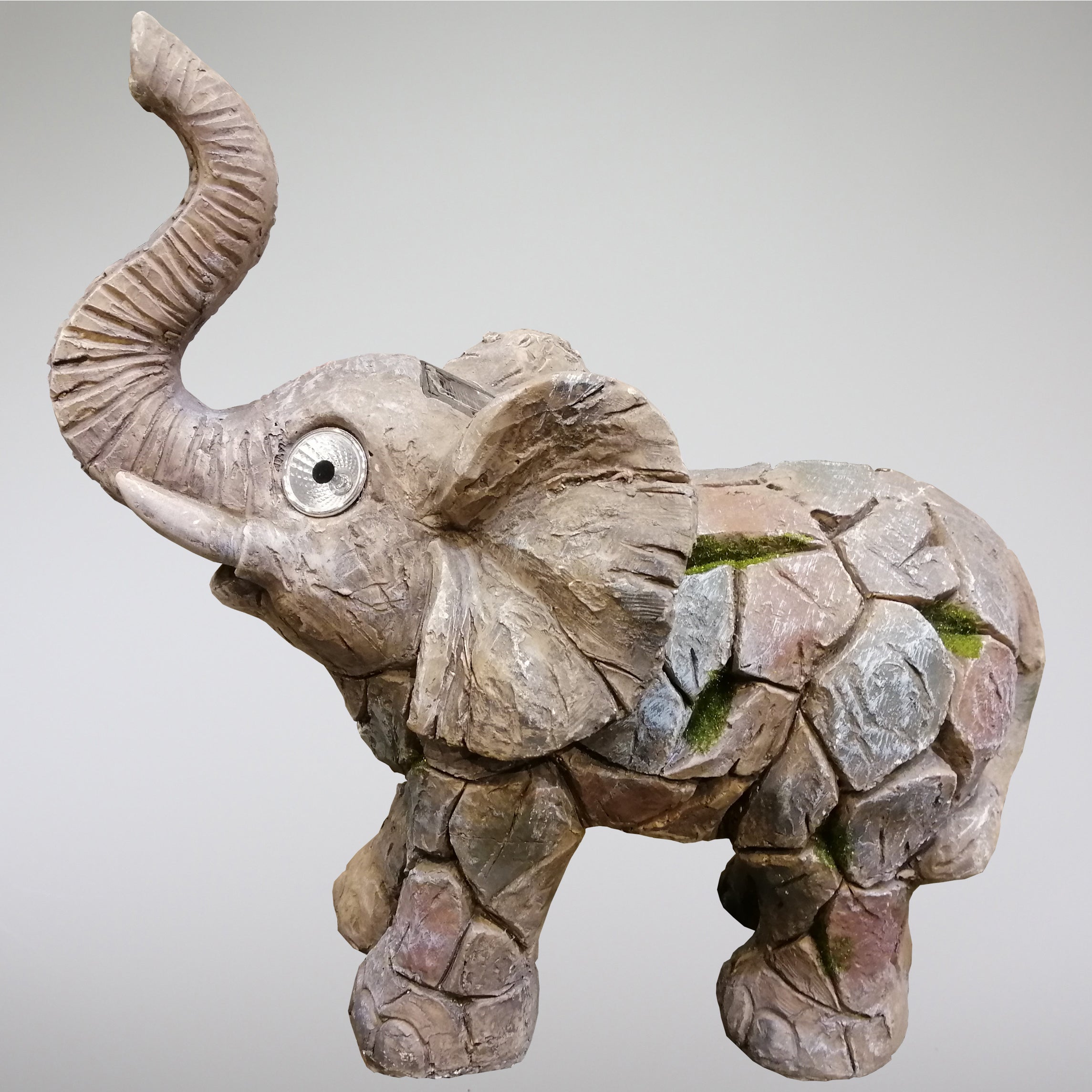 Ceramic Garden Ornament with Solar Light Eyes - Elephant