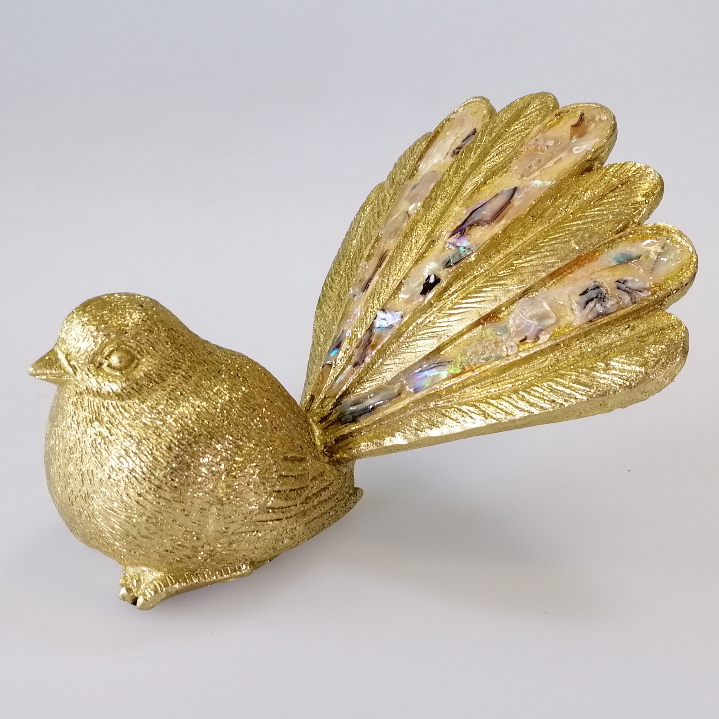 Gold-look Resin Fantail with Paua Highlights