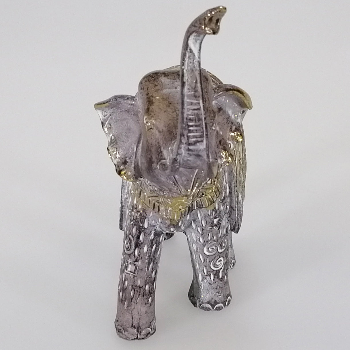 Resin Elephant with Mirrored Features - 15cm