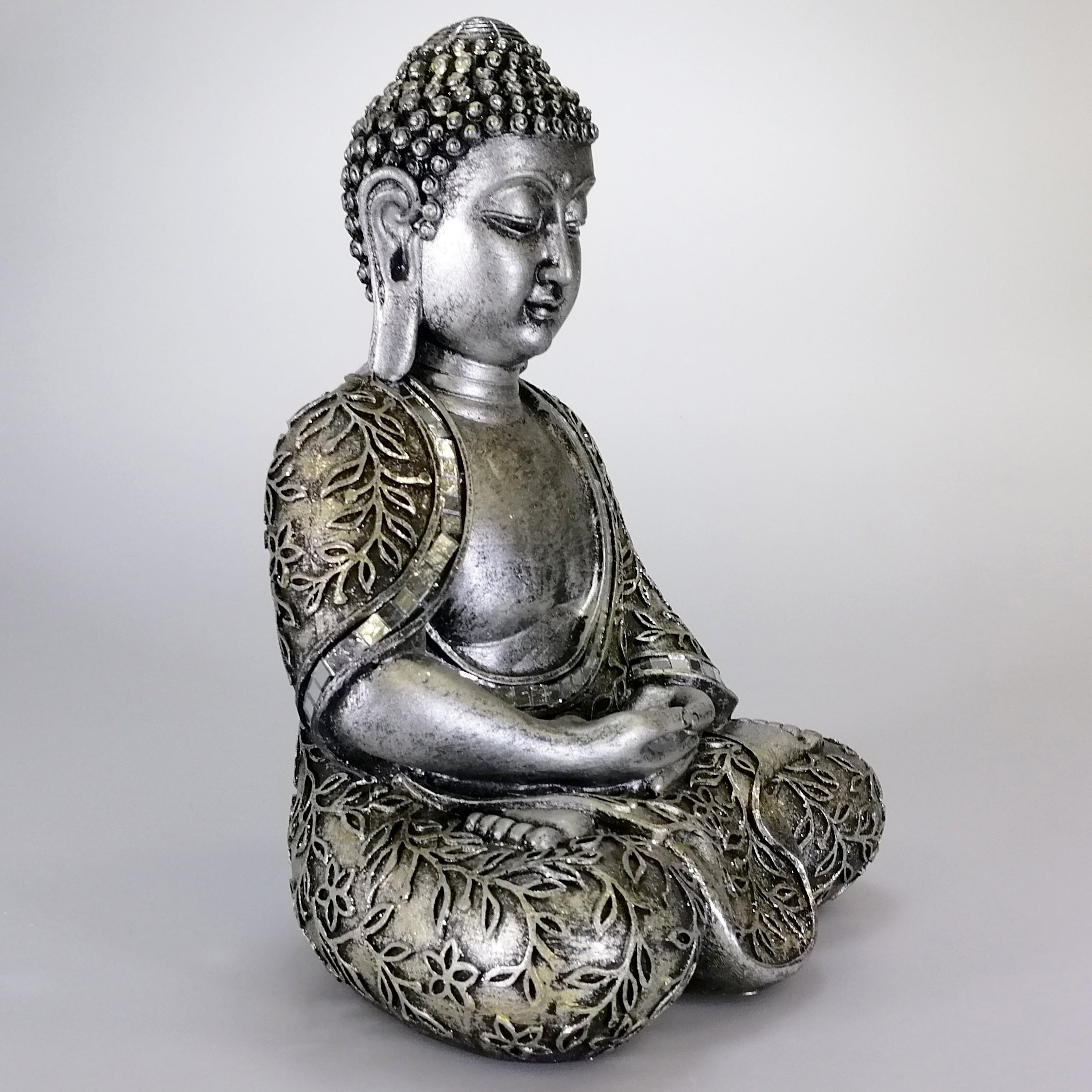 Sitting Buddha - Painted Silver