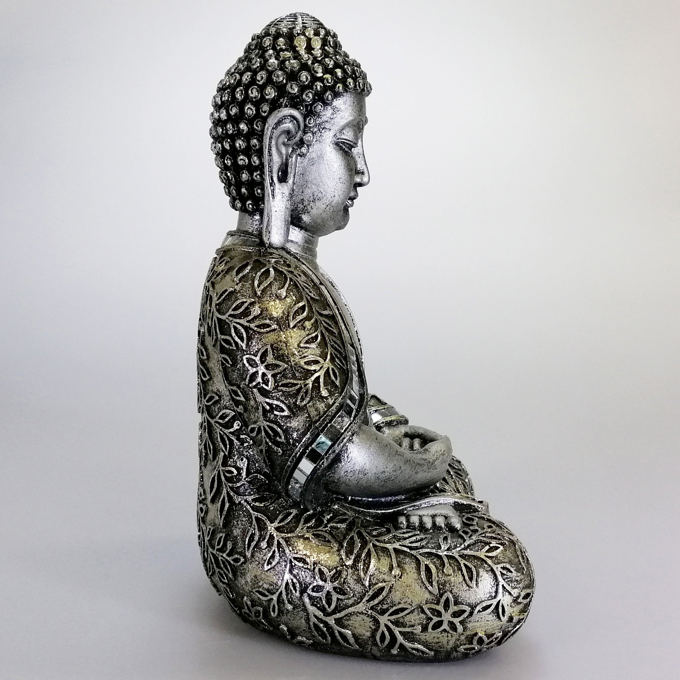 Sitting Buddha - Painted Silver