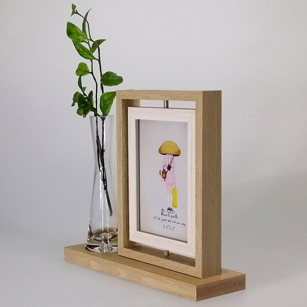Light Spin Photo Frame With Glass Vase - 3.5"x 5"