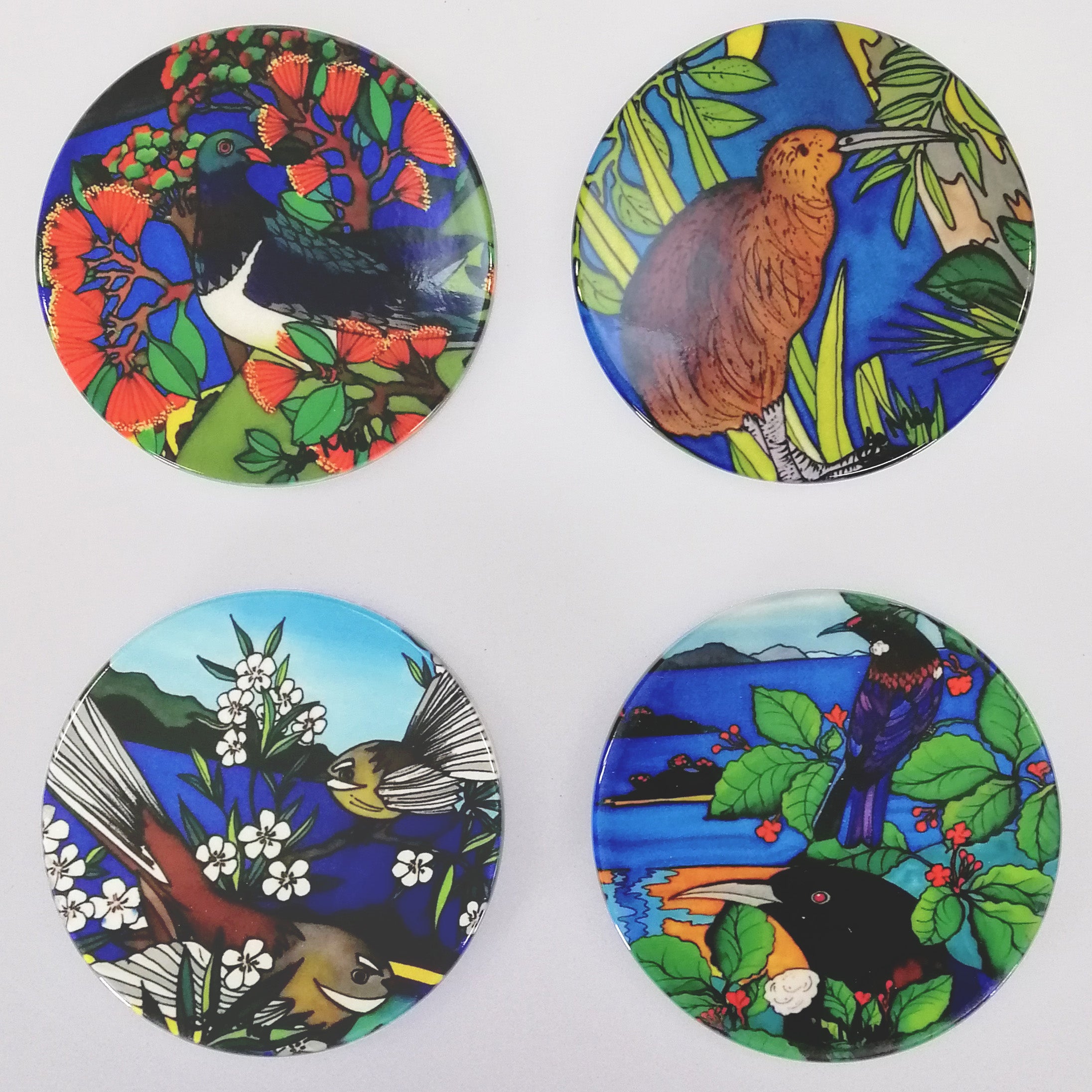 Round Coasters - "NZ Birds" - Set of 4