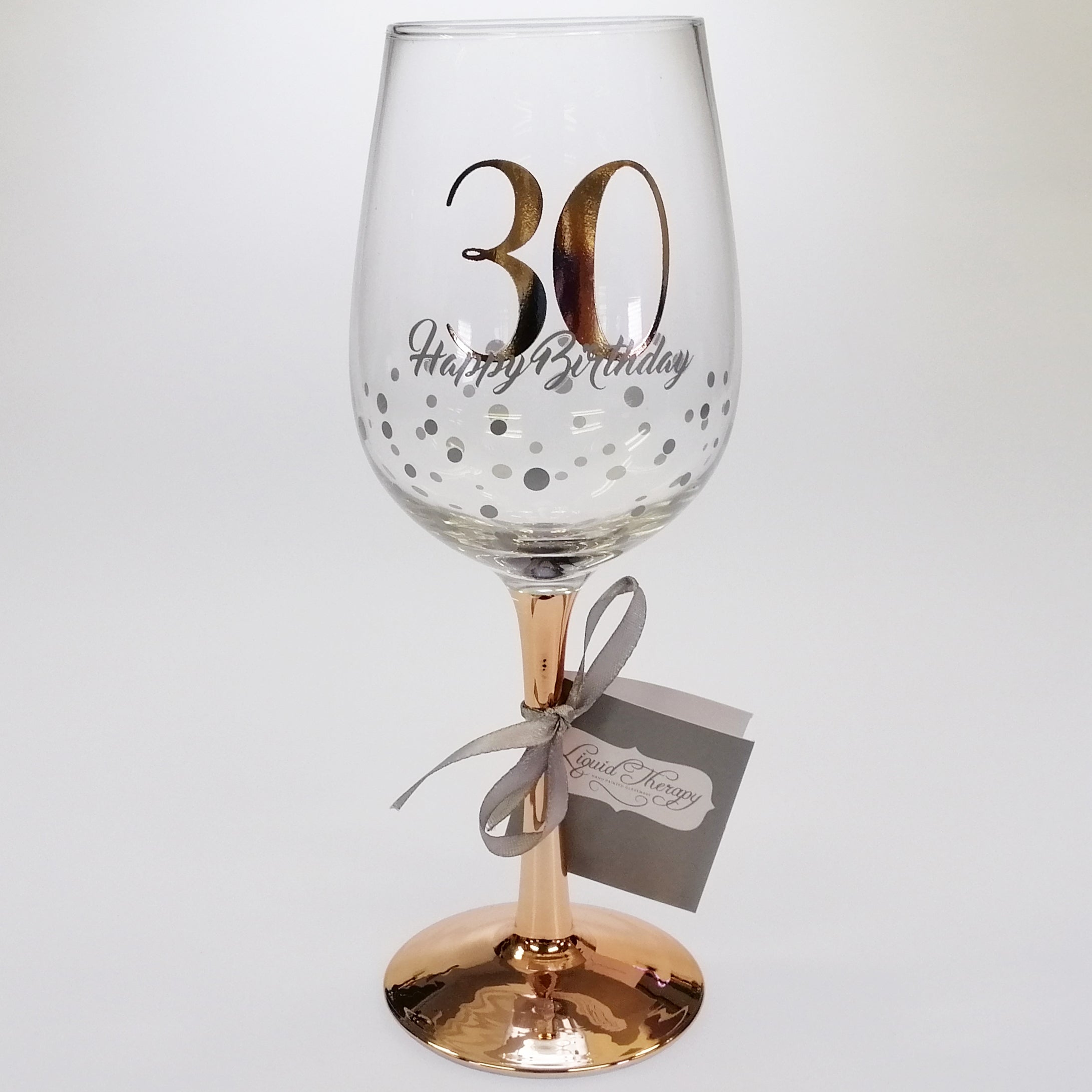 30th Happy Birthday Rose Gold Stem Wine Glass