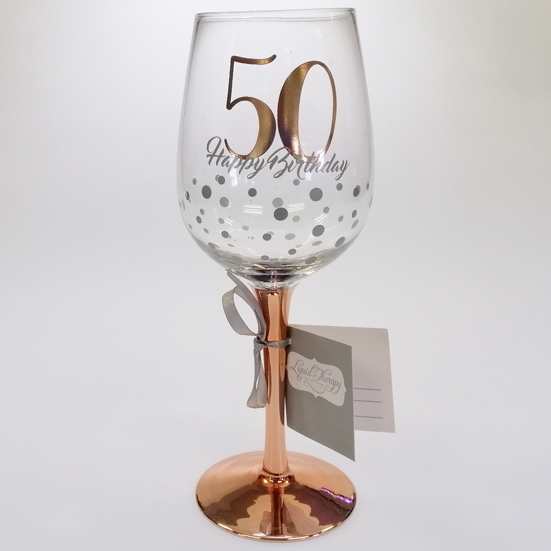 50th Happy Birthday Rose Gold Stem Wine Glass