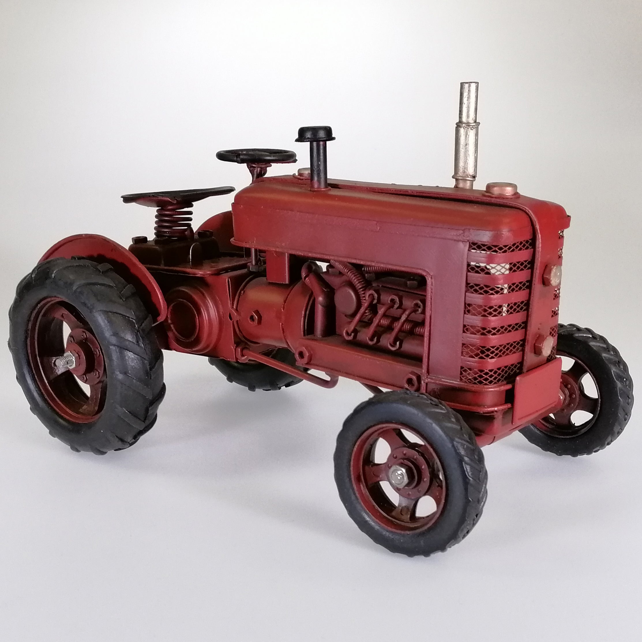 Vintage Red Tractor Sculpture