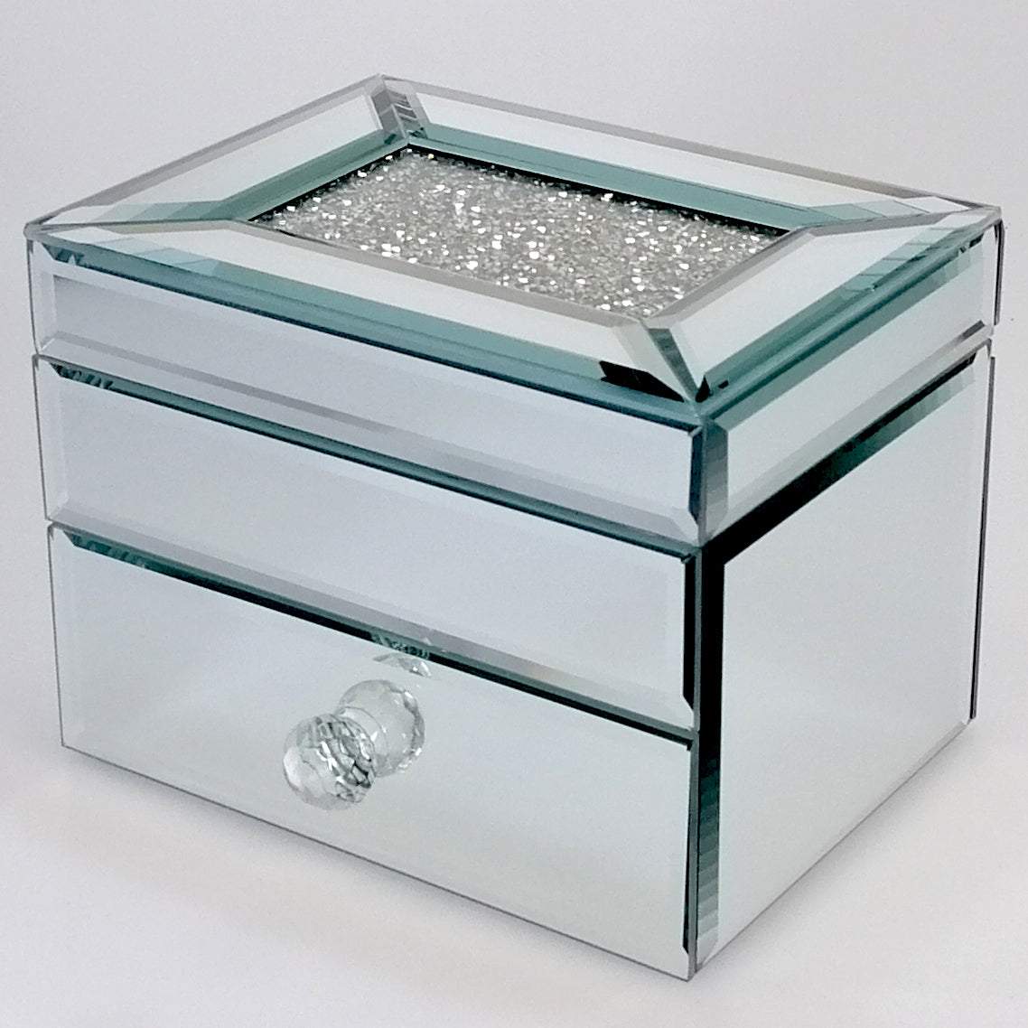 Mirror Diamante-look Jewellery Box with Drawer