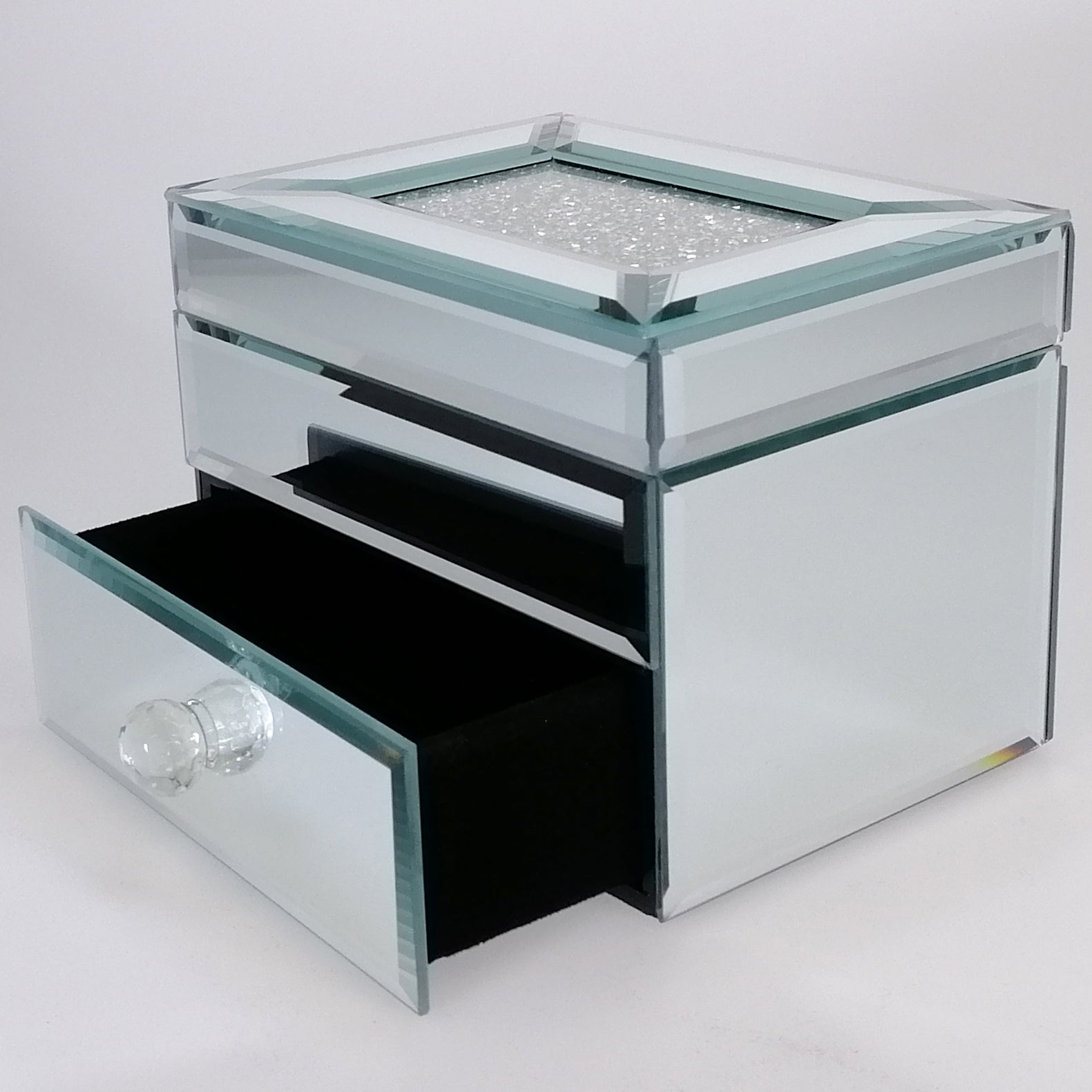 Mirror Diamante-look Jewellery Box with Drawer