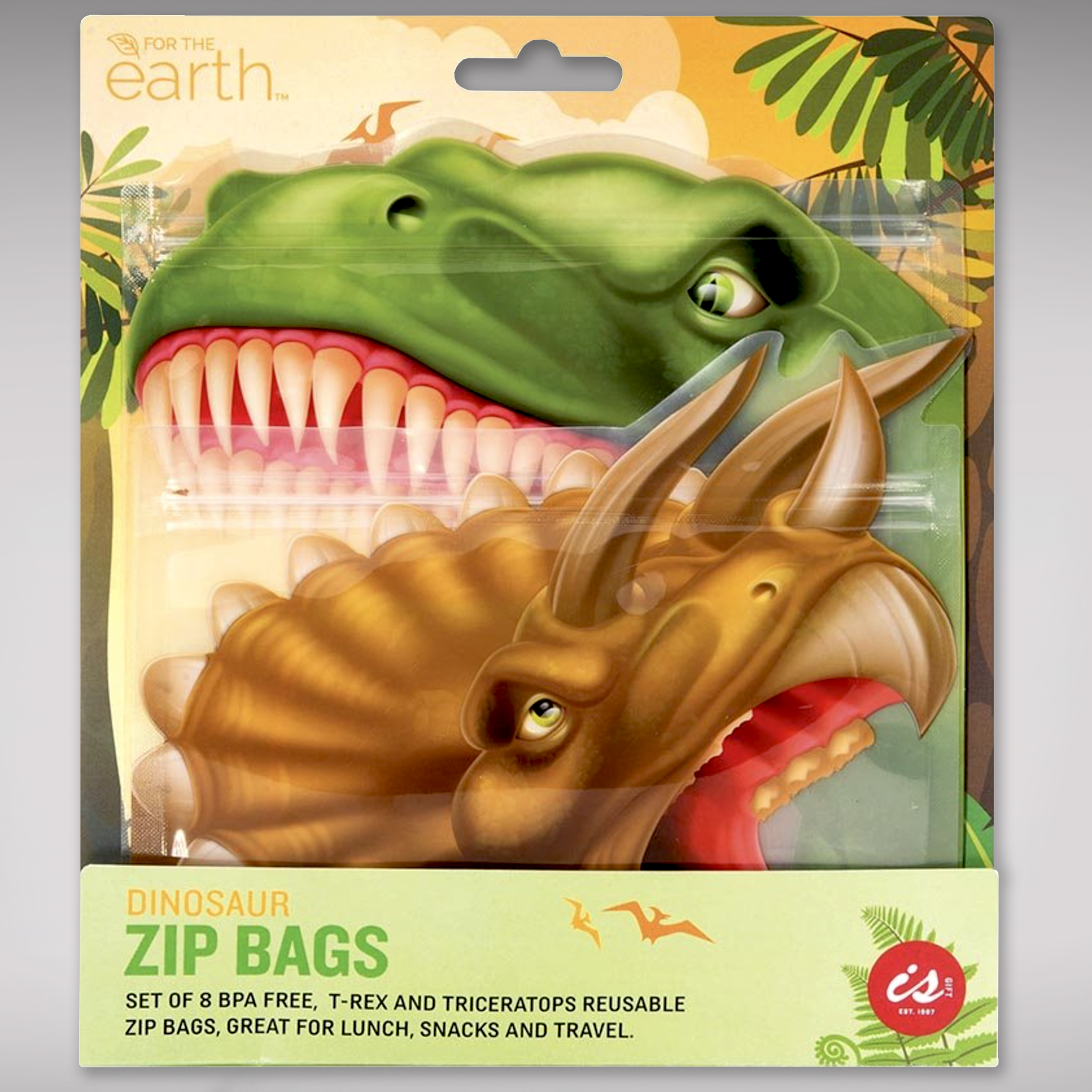 Reusable Ziplock Bags - Dinosaur - Set of 8