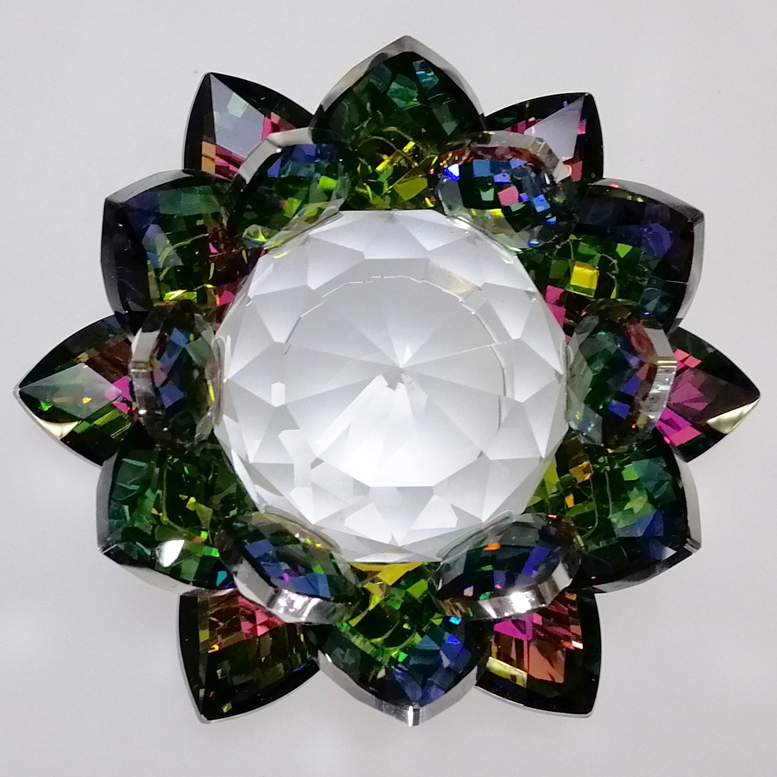 Dark Iridescent Lotus with Glass Orbs