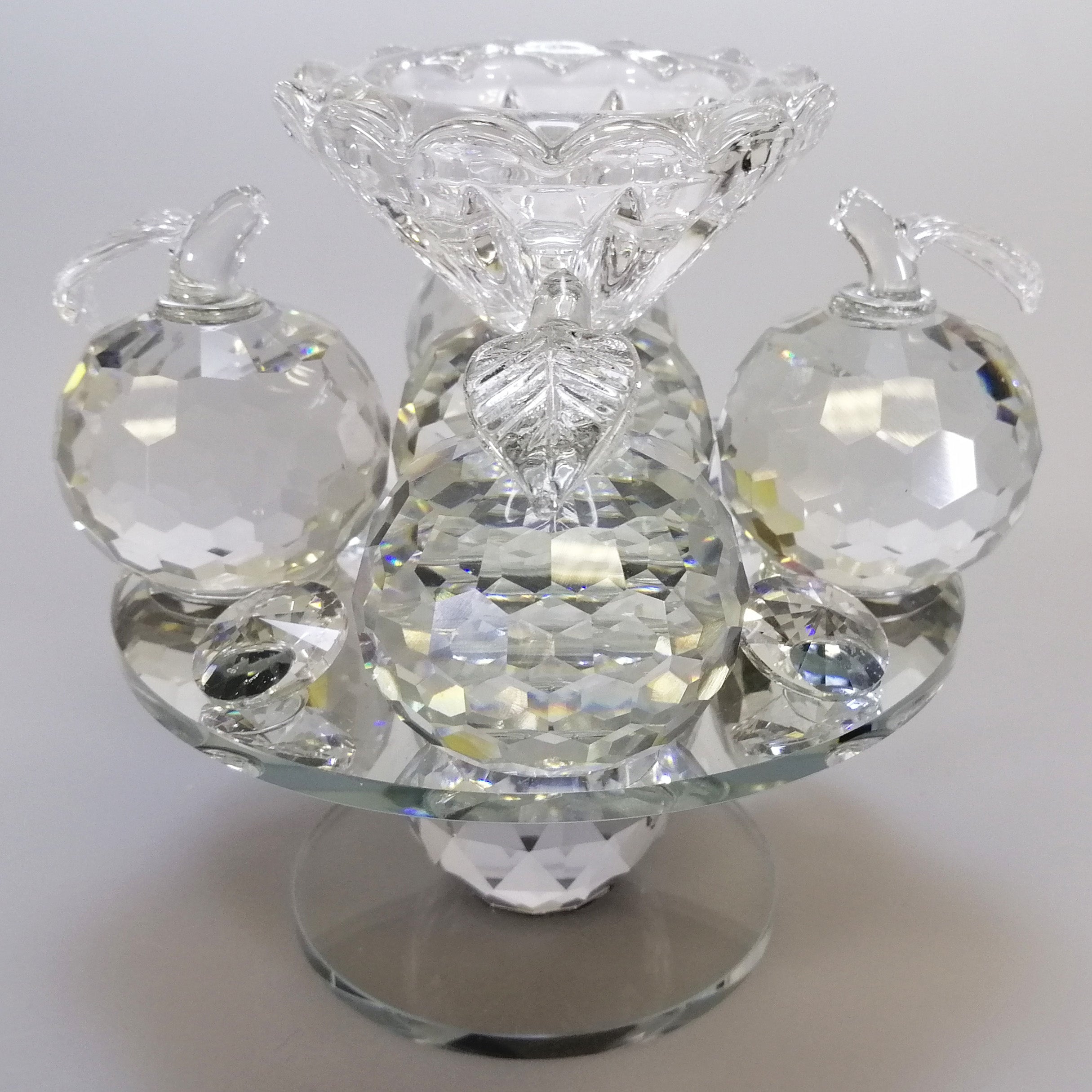 Clear Glass Apples Tealight Holder on Turnable Plate