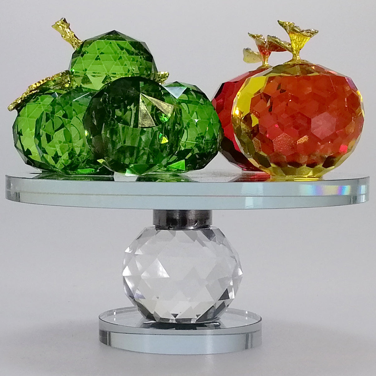 Glass Apples & Grapes on Turnable Plate