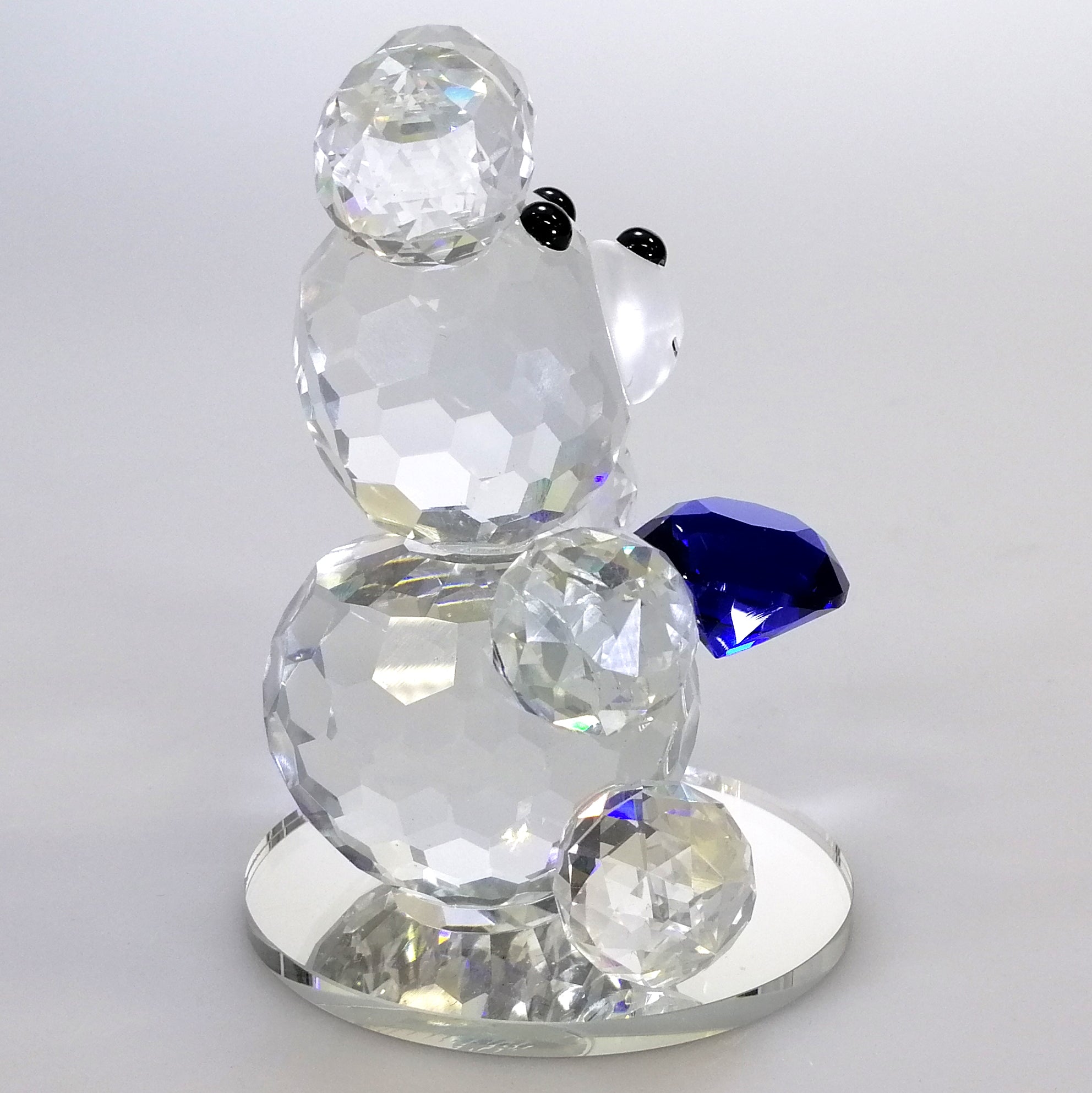 Clear Glass Bear with Blue Gem