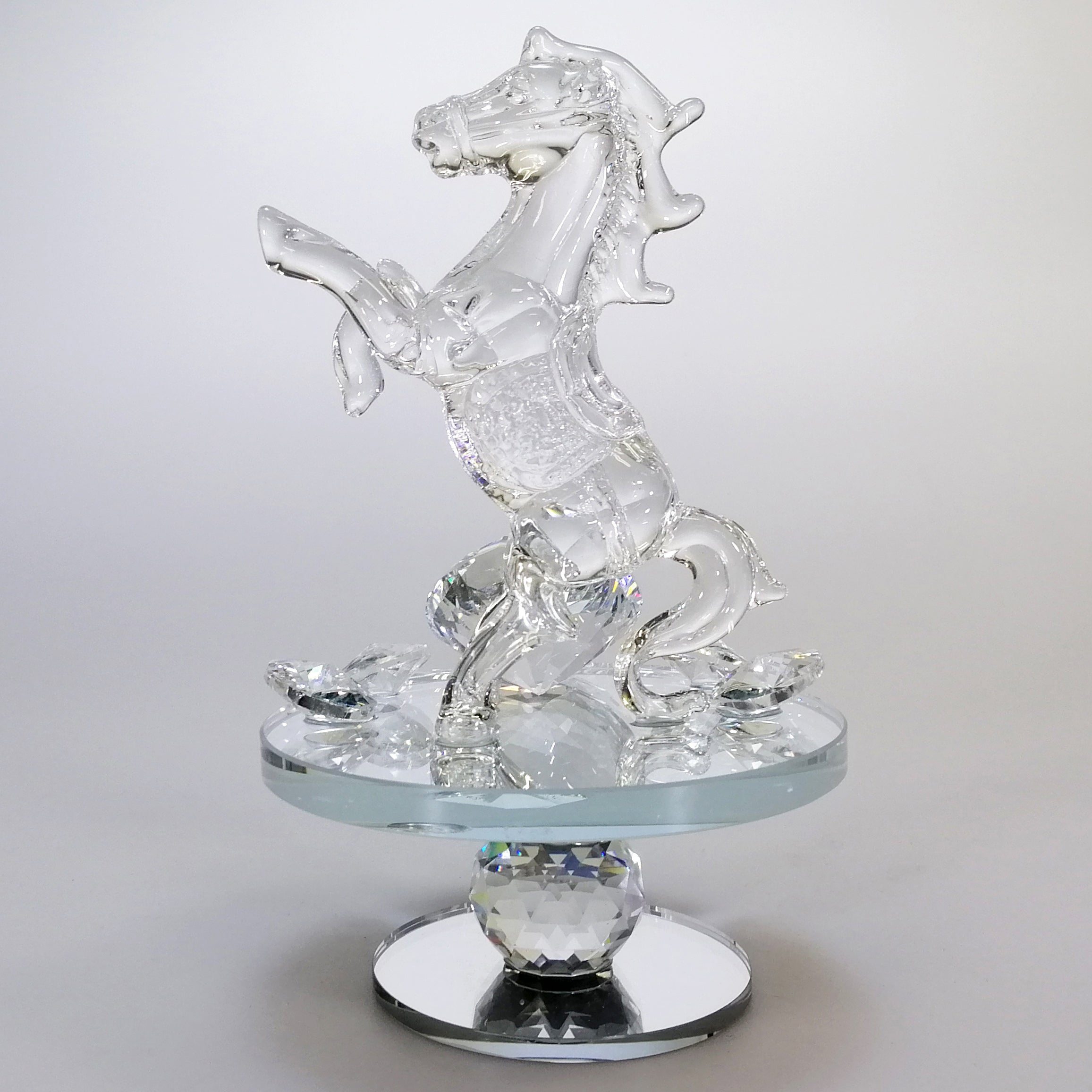 Clear Glass Rearing Horse
