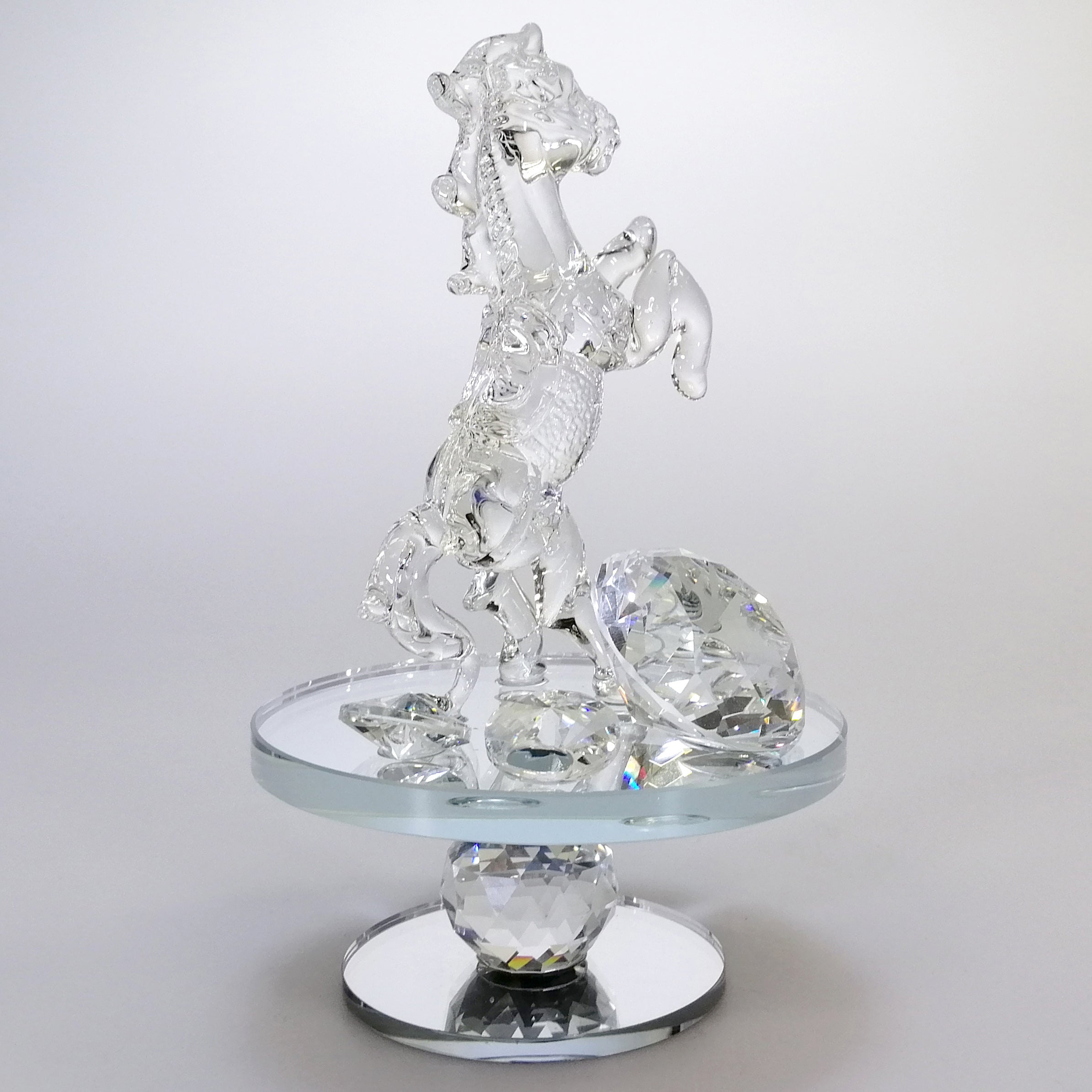 Clear Glass Rearing Horse