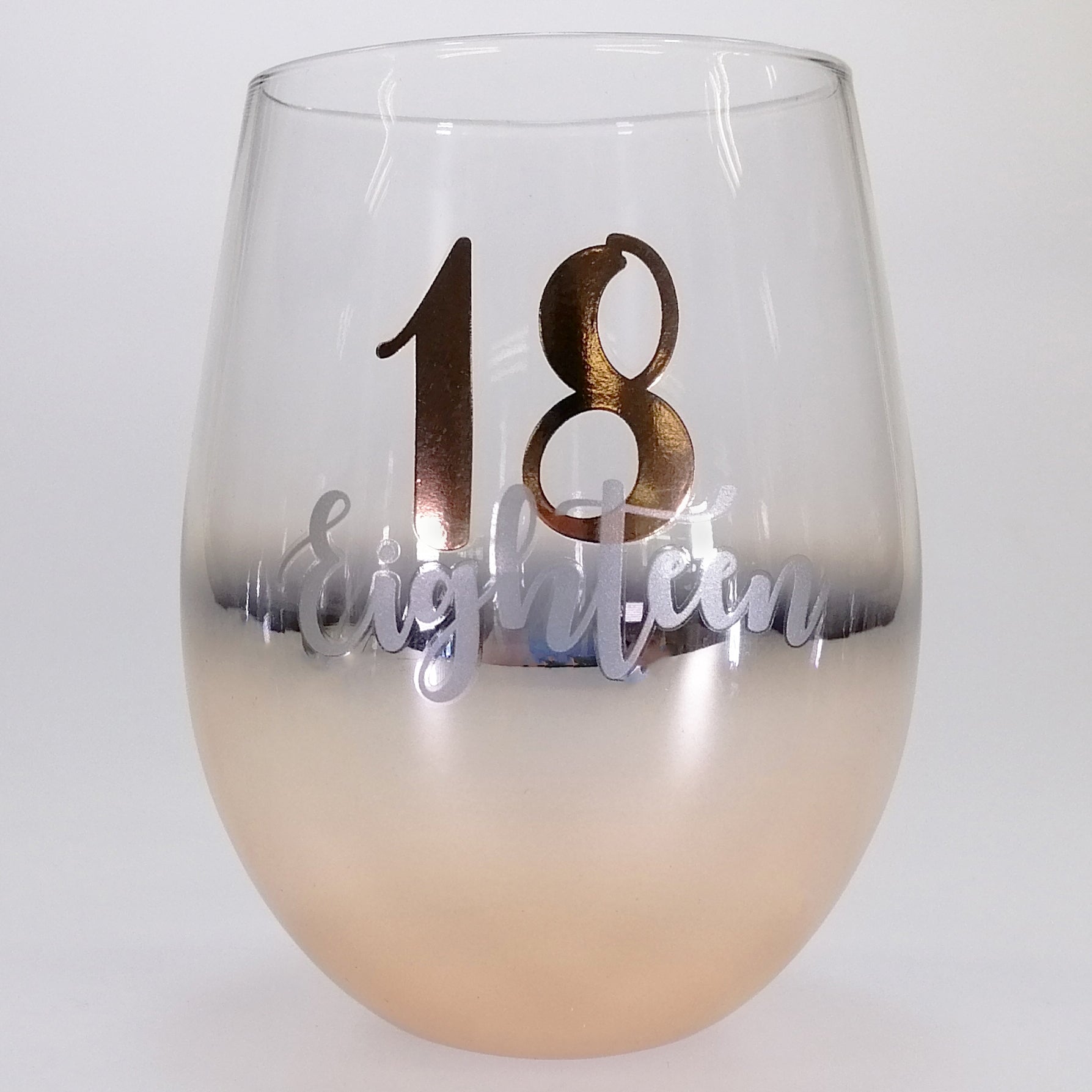 18th Gold Ombre Stemless Wine Glass