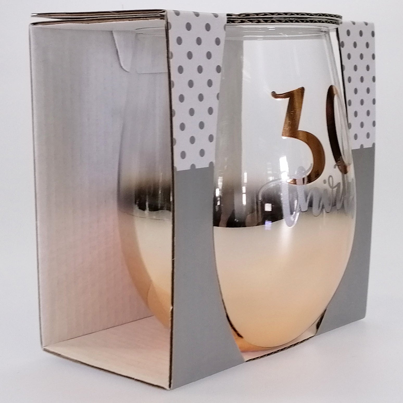30th Gold Ombre Stemless Wine Glass