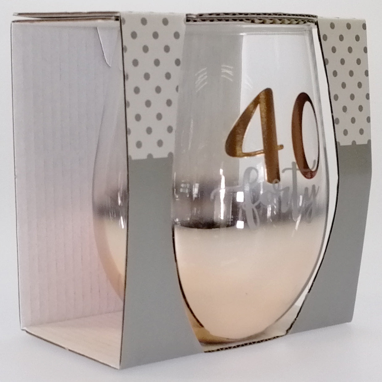 40th Gold Ombre Stemless Wine Glass