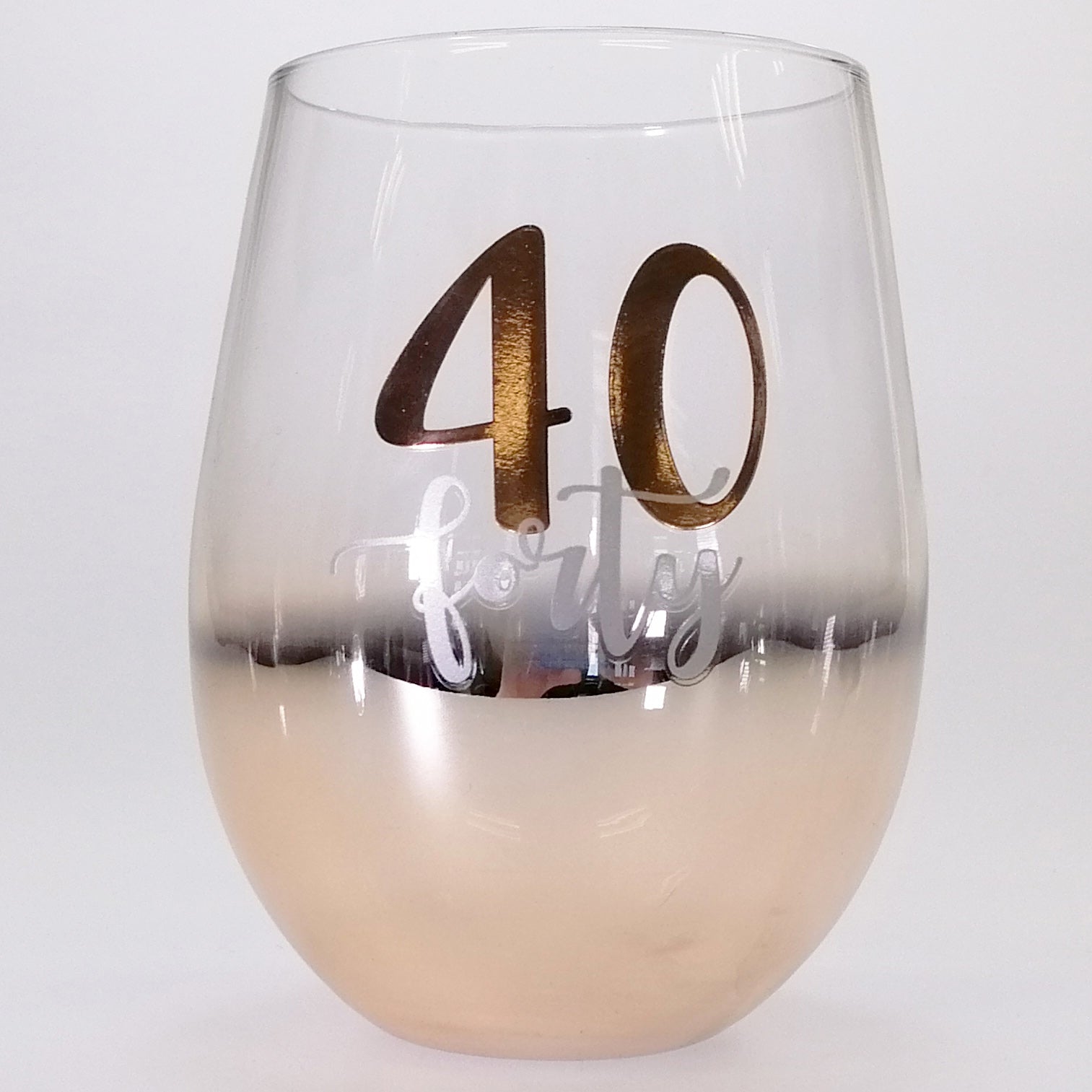 40th Gold Ombre Stemless Wine Glass