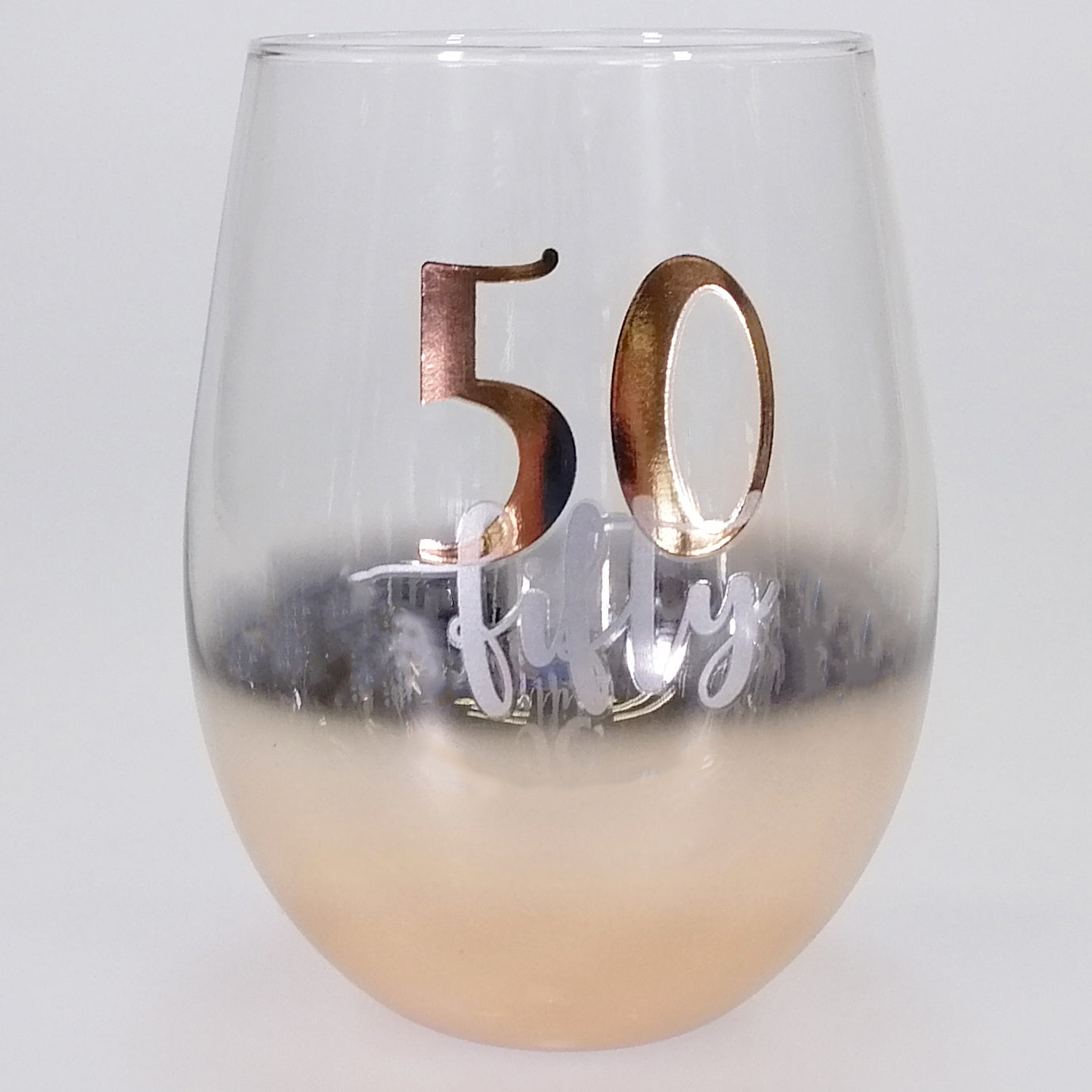 50th Gold Ombre Stemless Wine Glass