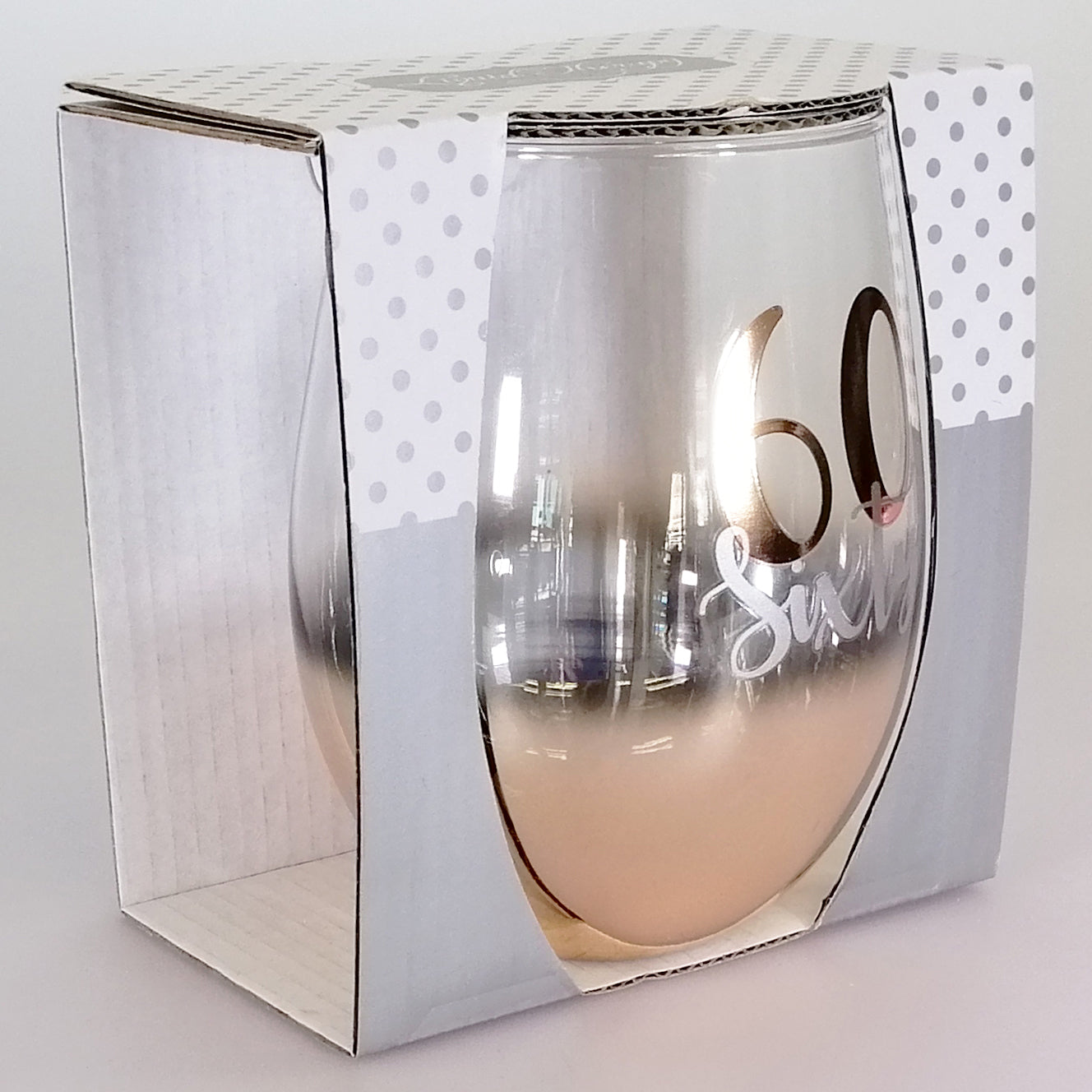 60th Gold Ombre Stemless Wine Glass