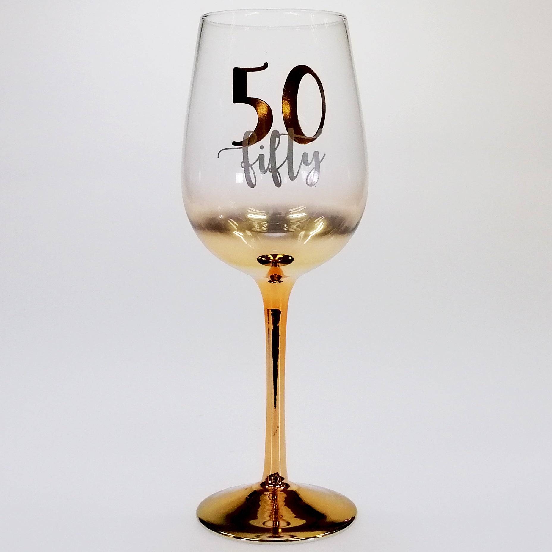 50th Birthday Gold Ombre Wine Glass