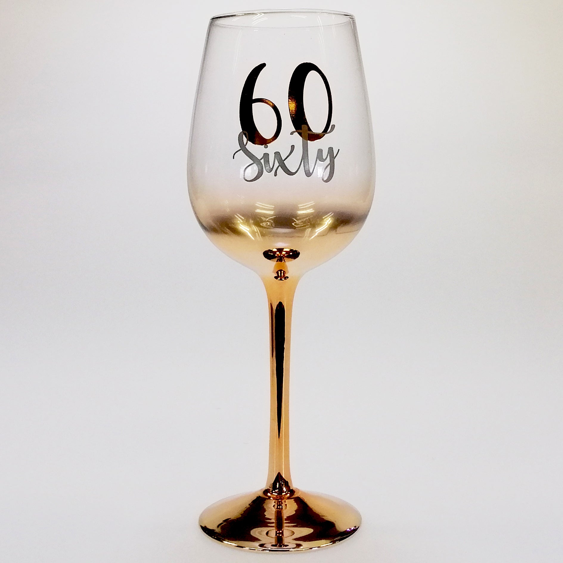 60th Birthday Gold Ombre Wine Glass