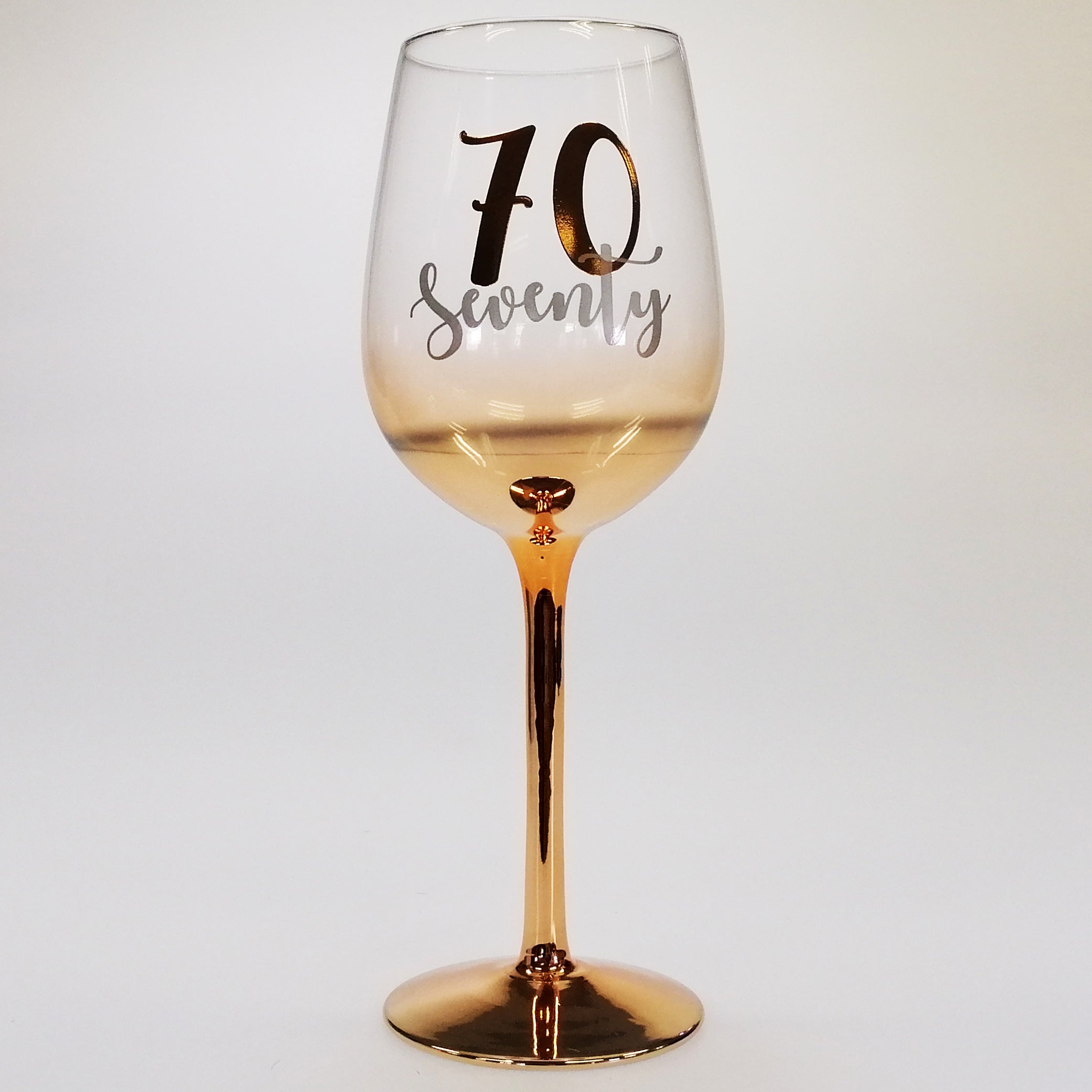 70th Birthday Gold Ombre Wine Glass